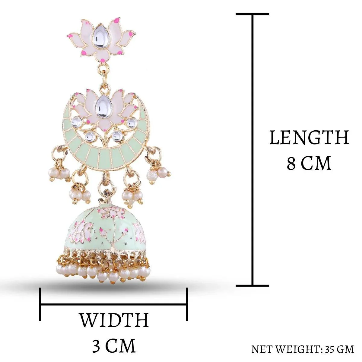 Maroon Long Moon Jhumka - Image 3