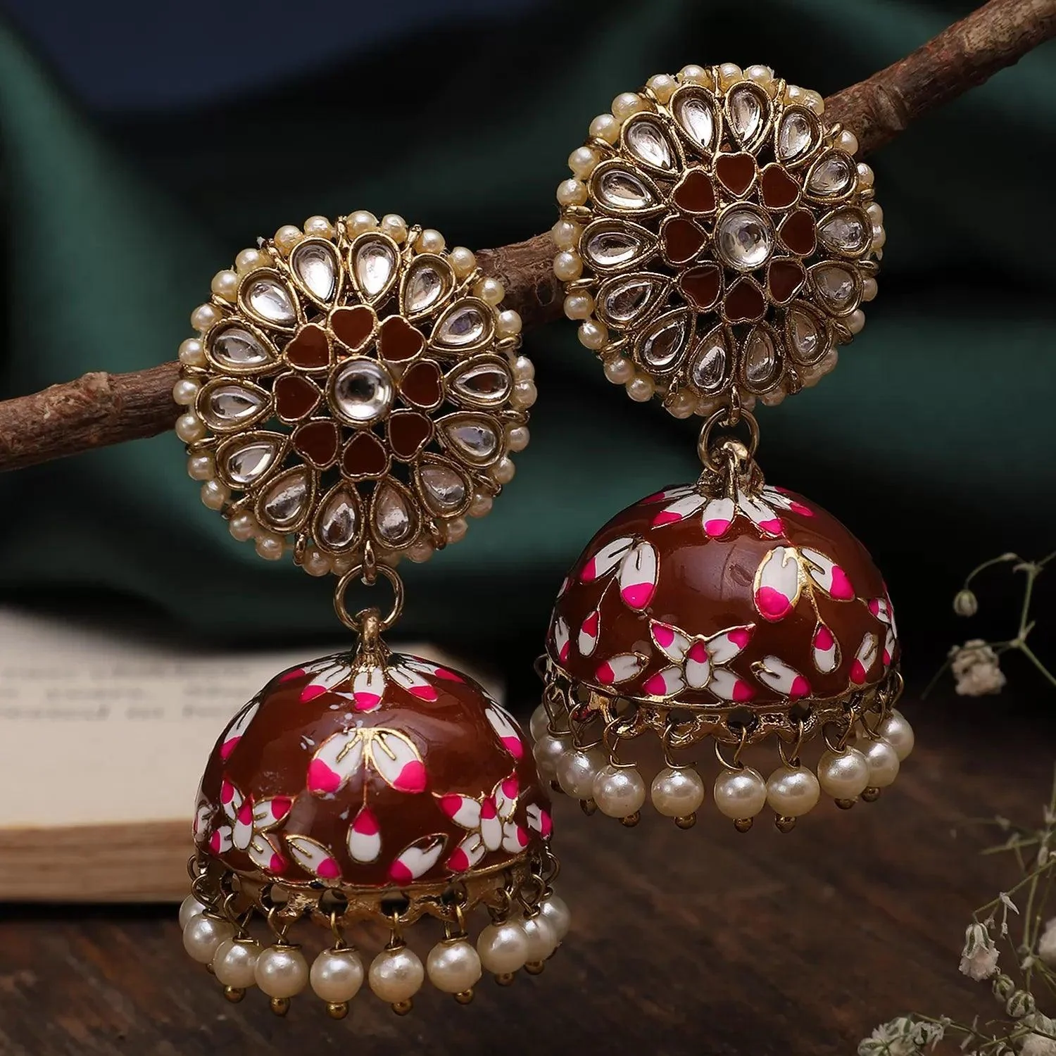 Maroon Nimrat Meena Jhumka - Image 2