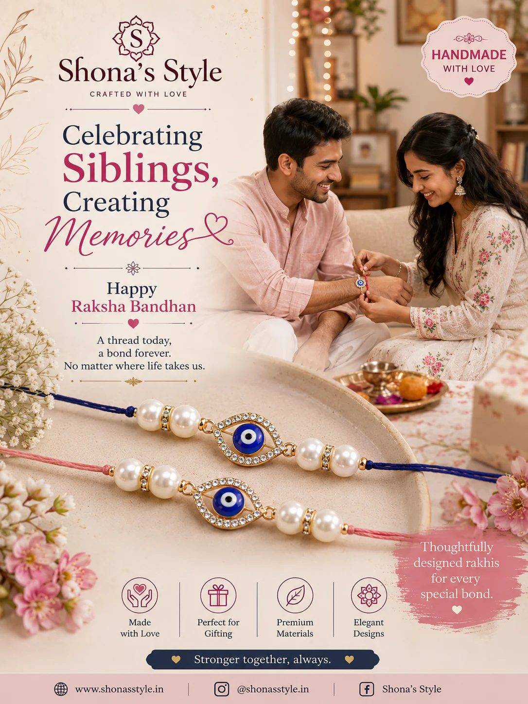 Mint Arjun Bhaiya Bhabhi Rakhi with Tilak Set and Card - Image 5