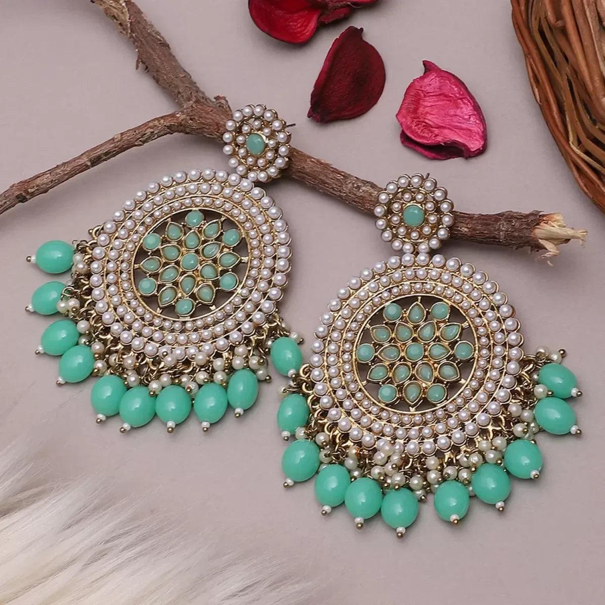 Mint Green Damini Chandbali - Image 4