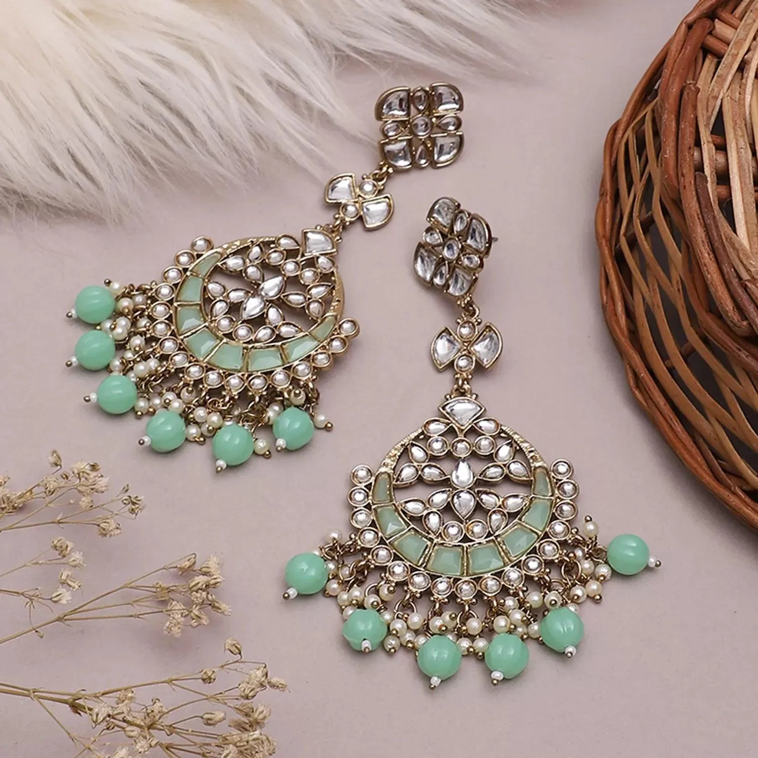 Mint Green Isha Chandbali - Image 3