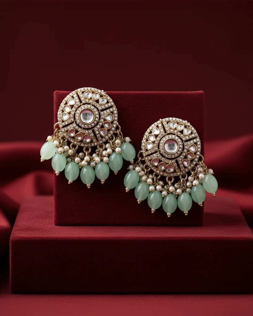 Mint Green Malti Earring - Image 3