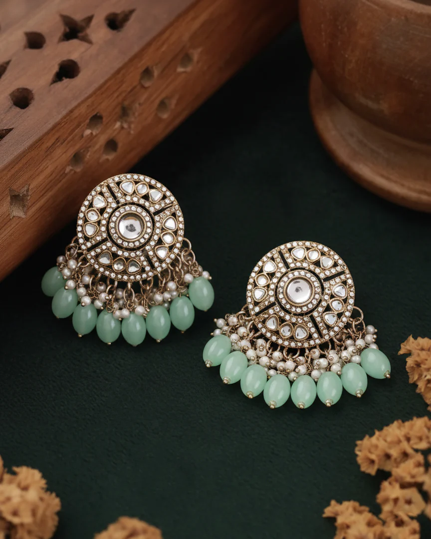 Mint Green Malti Earring - Image 4