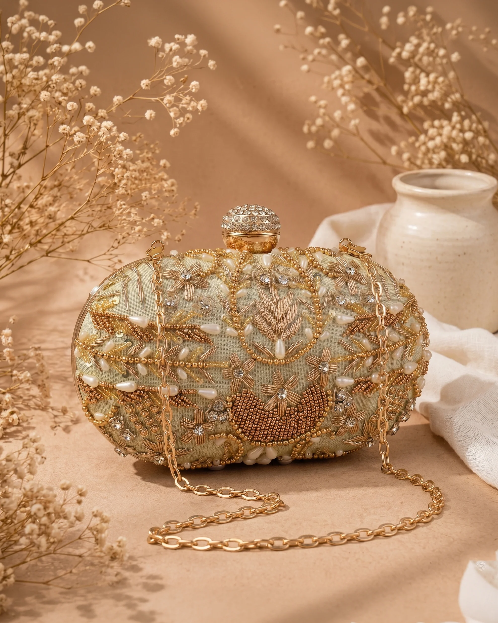 Olive Kanika Bridal Ethnic Clutch - Image 2