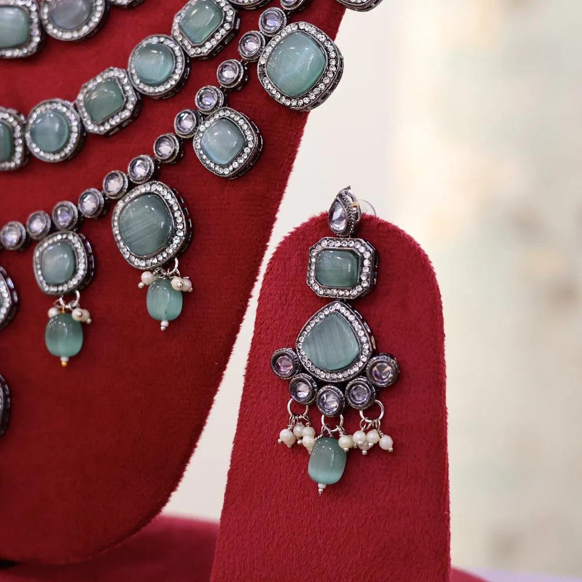 Mint Parineeti Wedding Necklace Set - Image 3