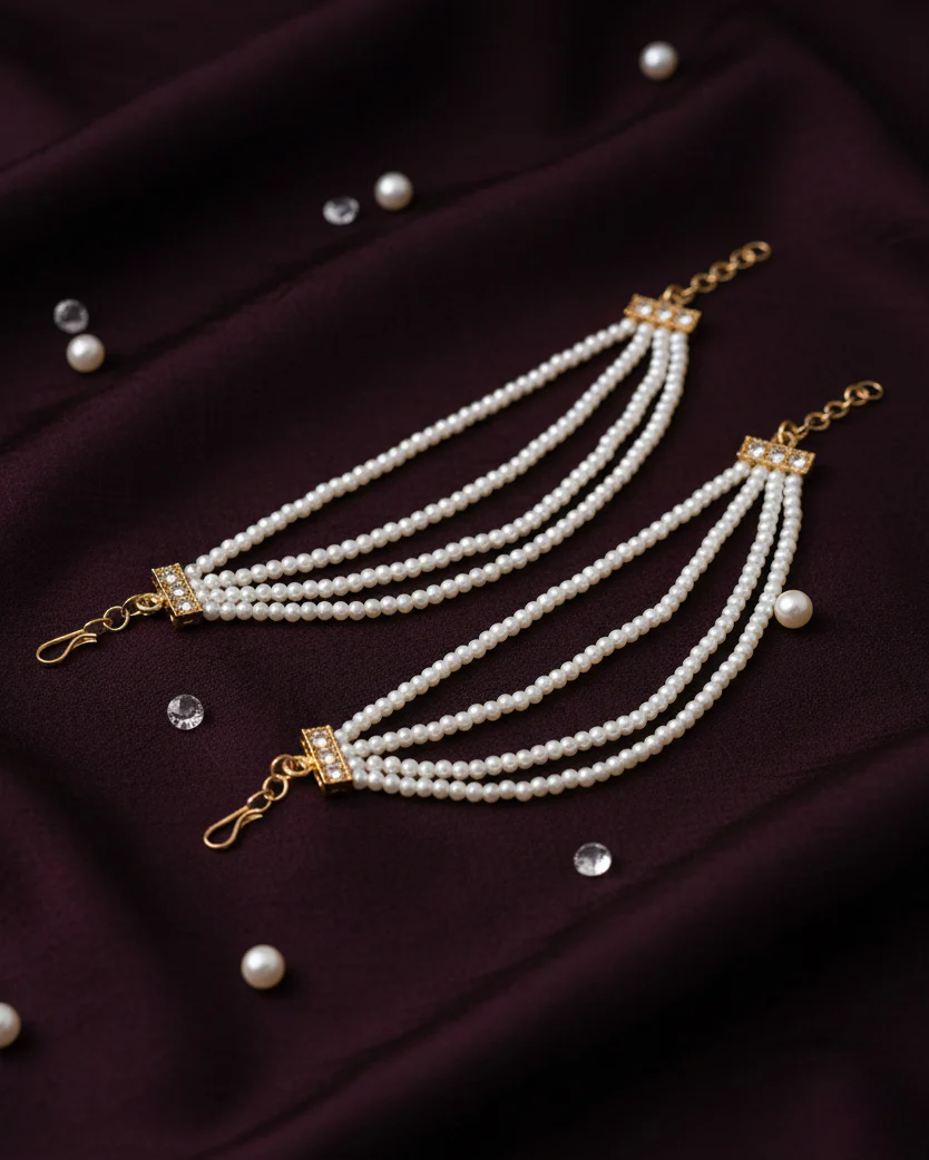 Mitali Bahubali Pearl Kaan Chain Pair - Image 3