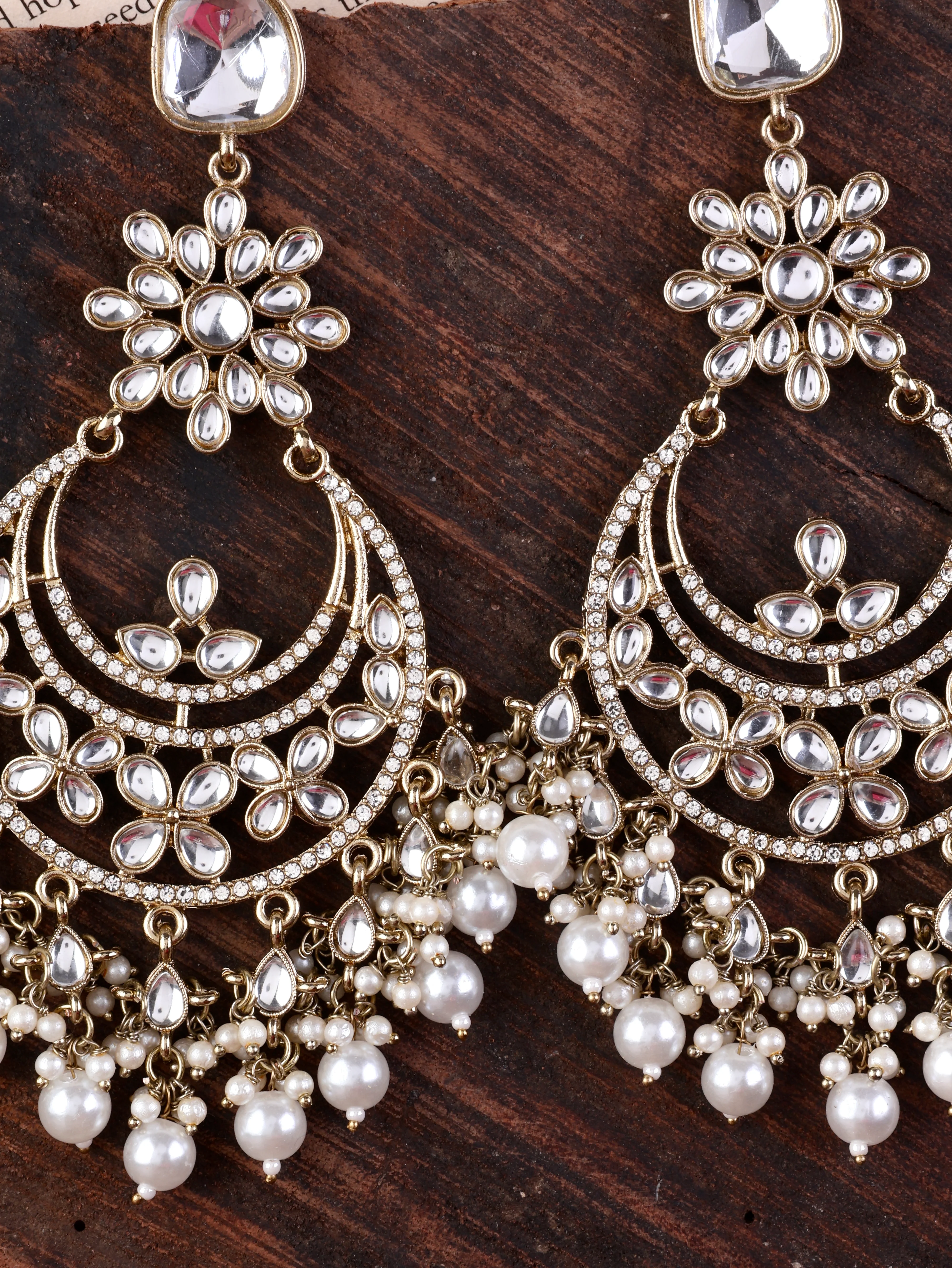 Mrunali Premium Chandbali with Pearl and Zircone Detailing - Image 3