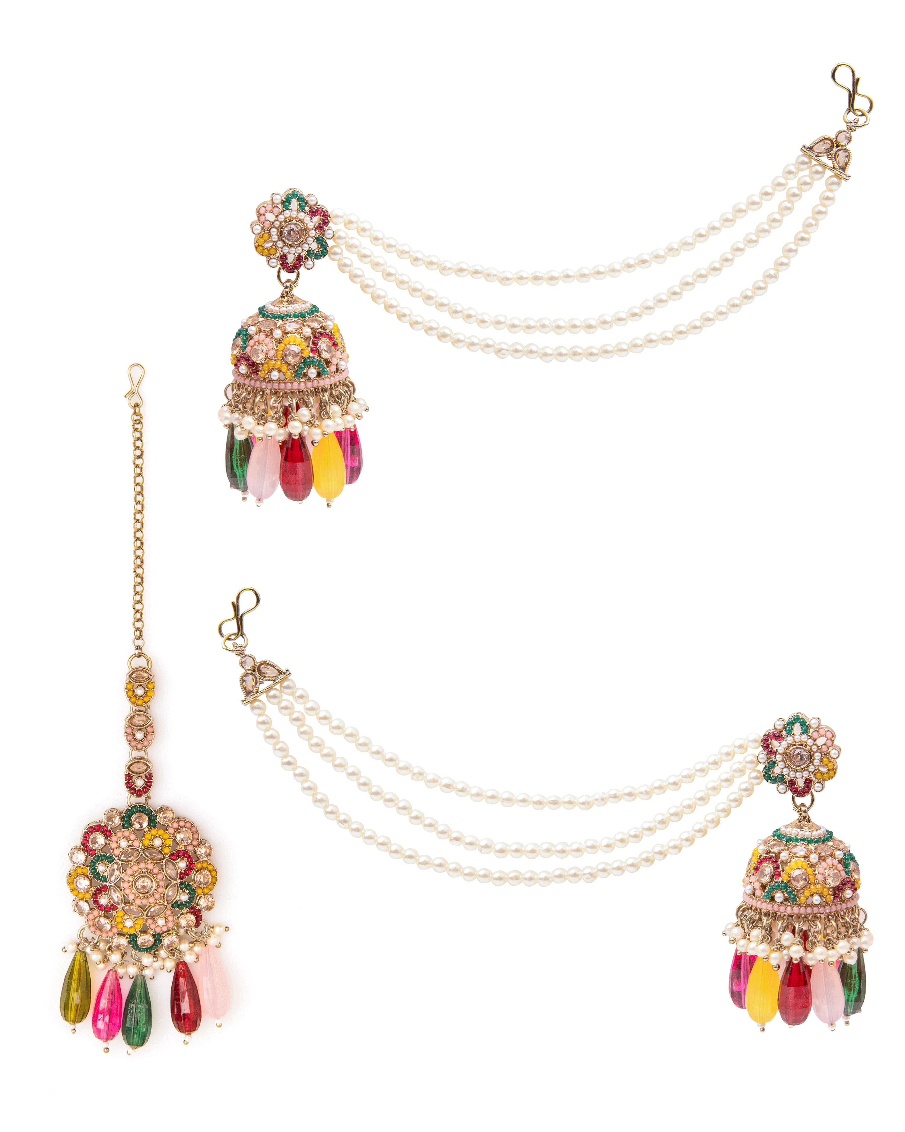 Multi Aarika Punjabi Teeka Earring Set - Image 6