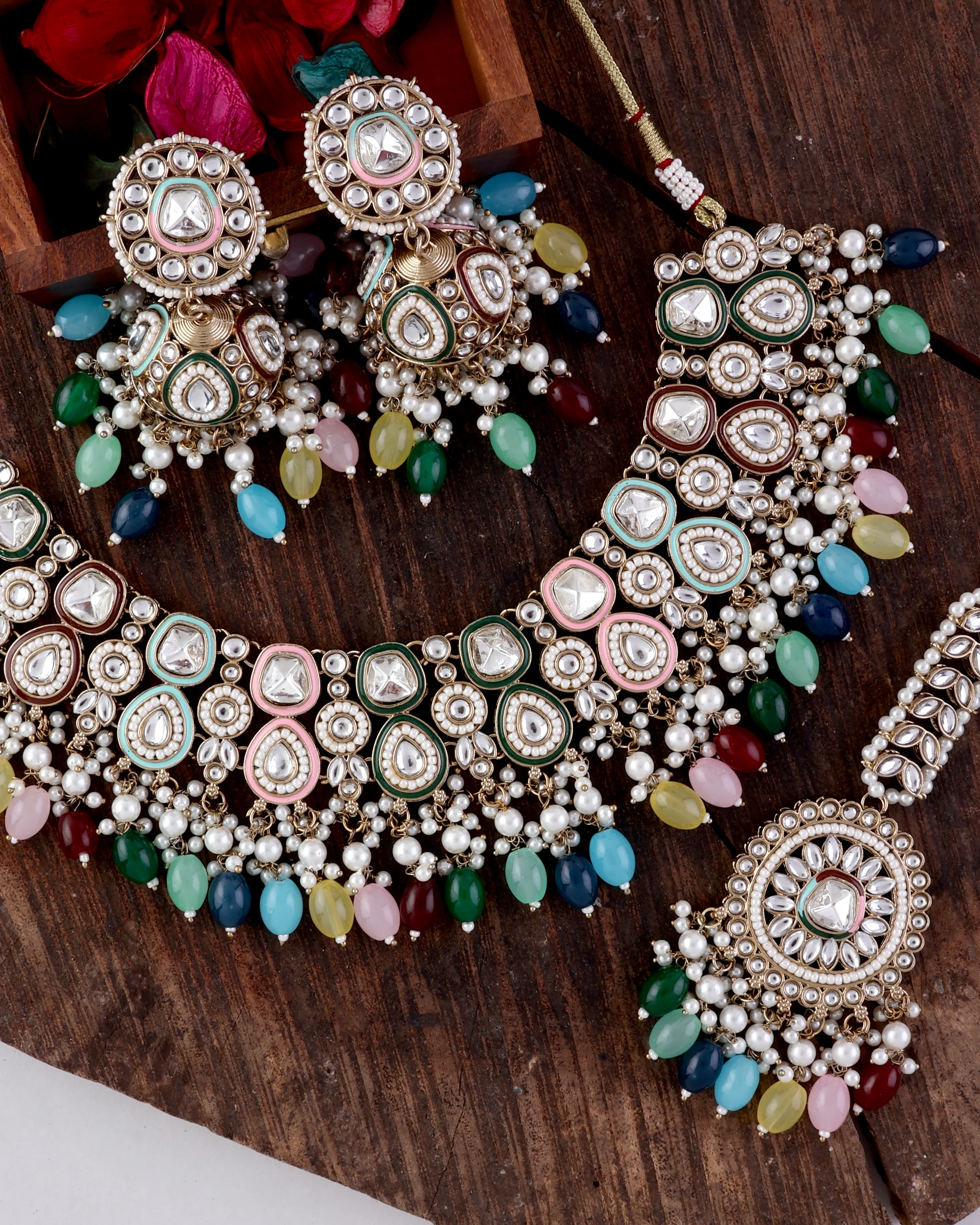 Multi Lavitha Necklace Earring with Teeka - Image 3