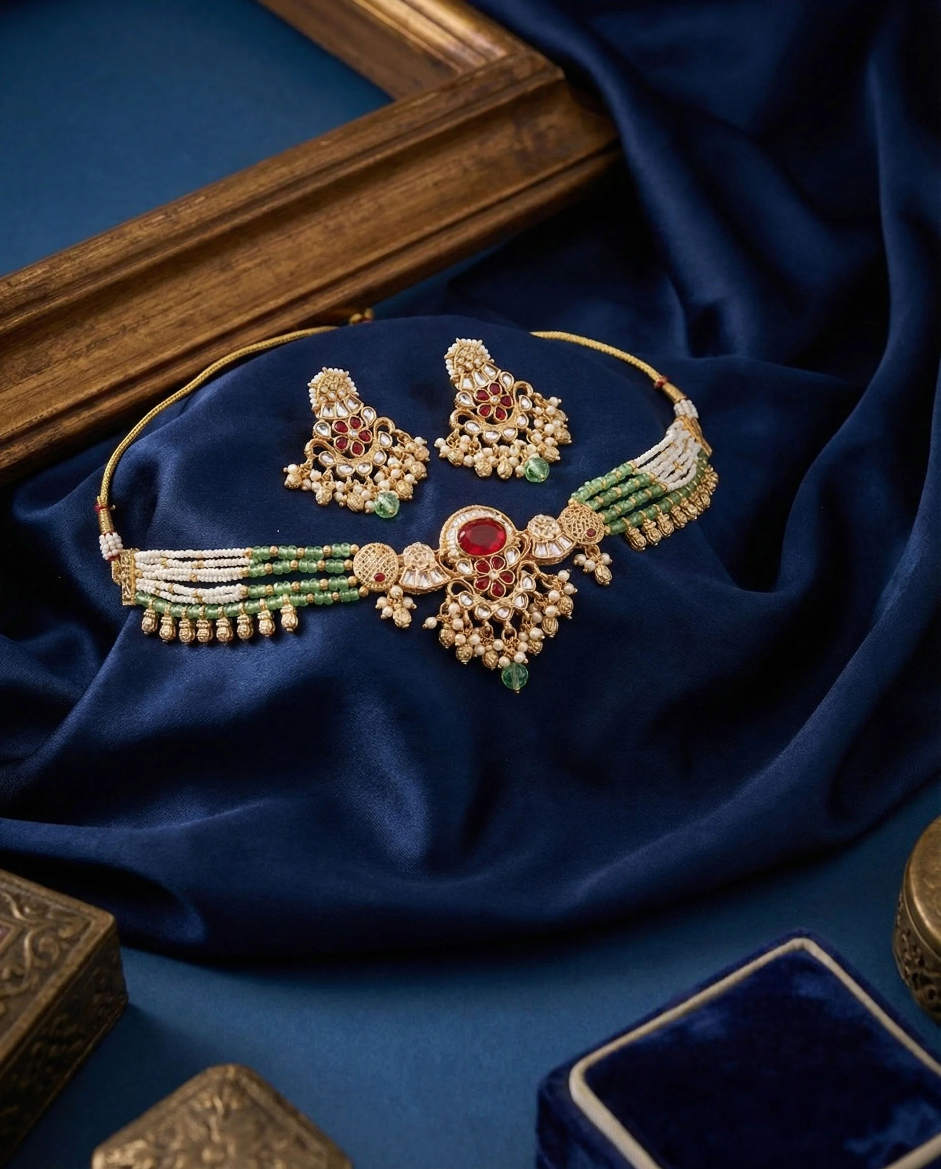 Naviksha Rajwada Necklace Set with Earring - Image 5