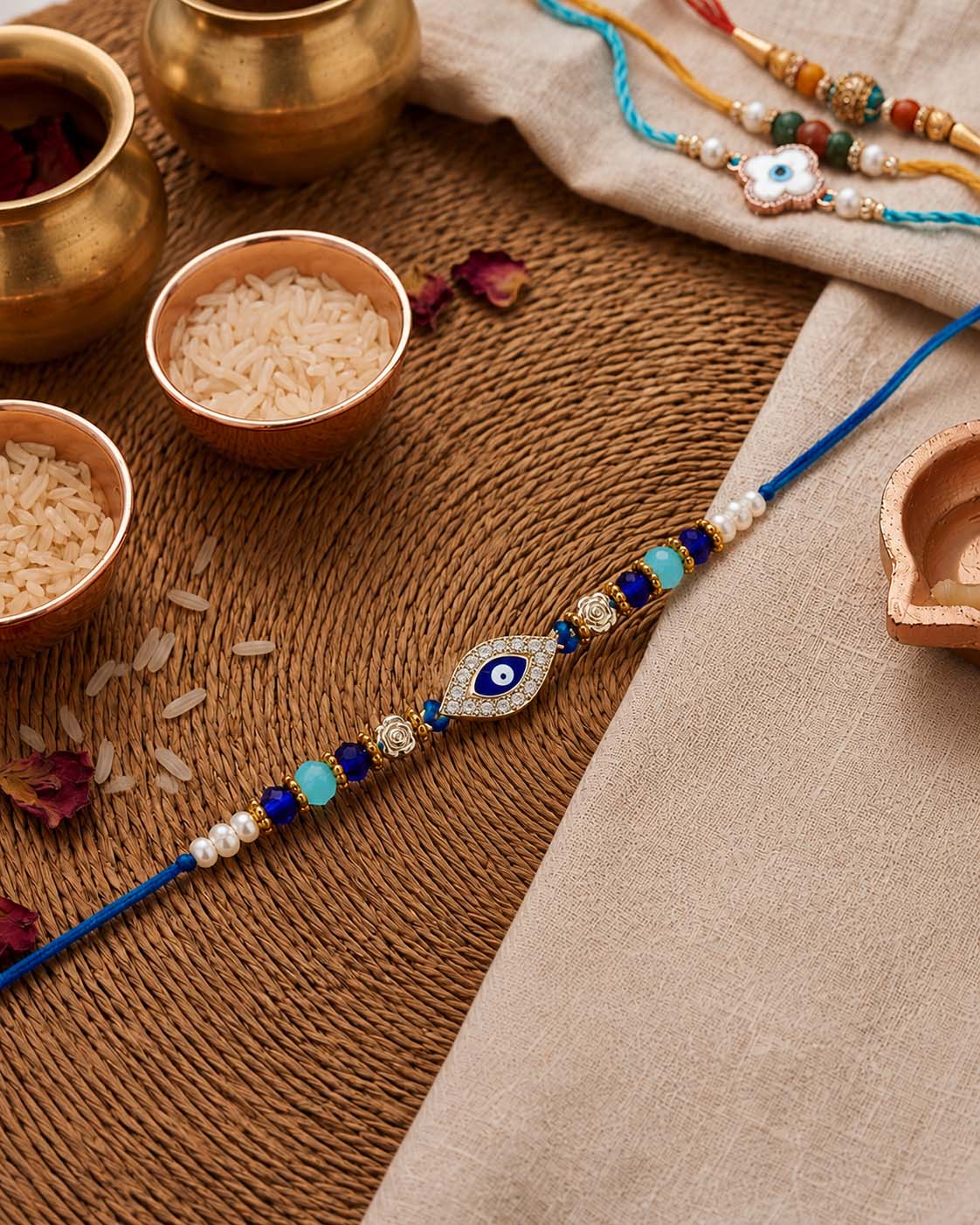 Neelay Evil Eye Rakhi for Brother | Tilak Set Included - Image 2