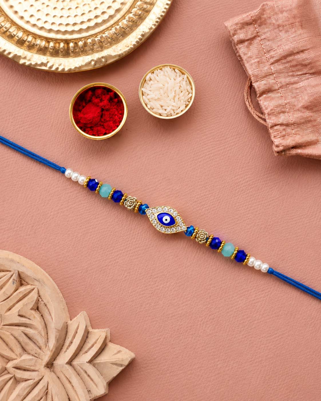 Neelay Evil Eye Rakhi for Brother | Tilak Set Included - Image 3