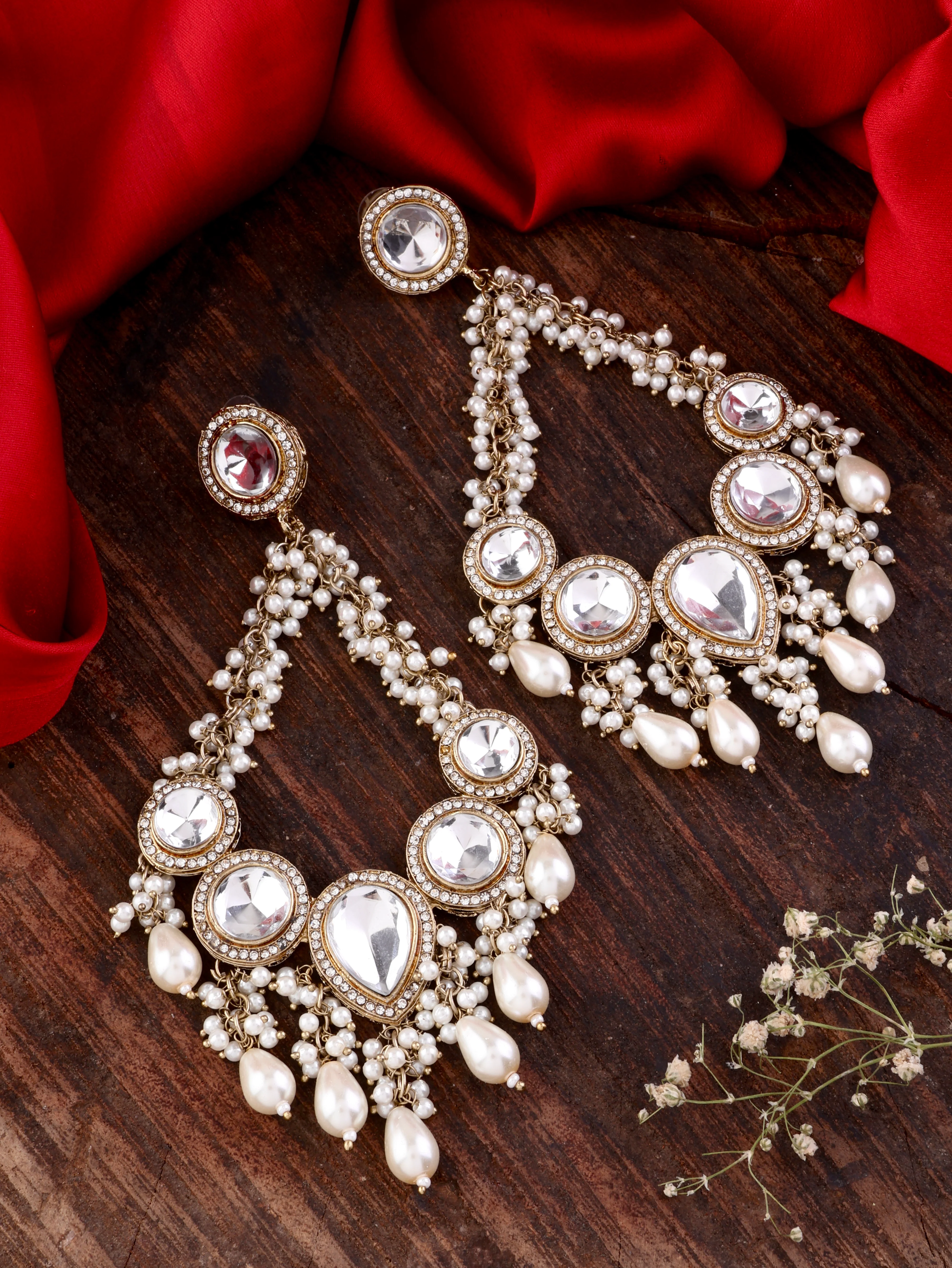 Oorja Premium Chandbali with Pearl and Zircone Detailing - Image 4