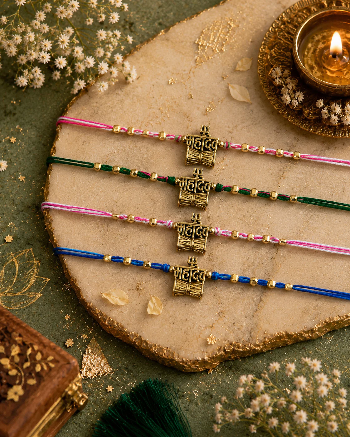 Pack of 4 Mahdevika Rakhi Set | Tilak Set Included - Image 3