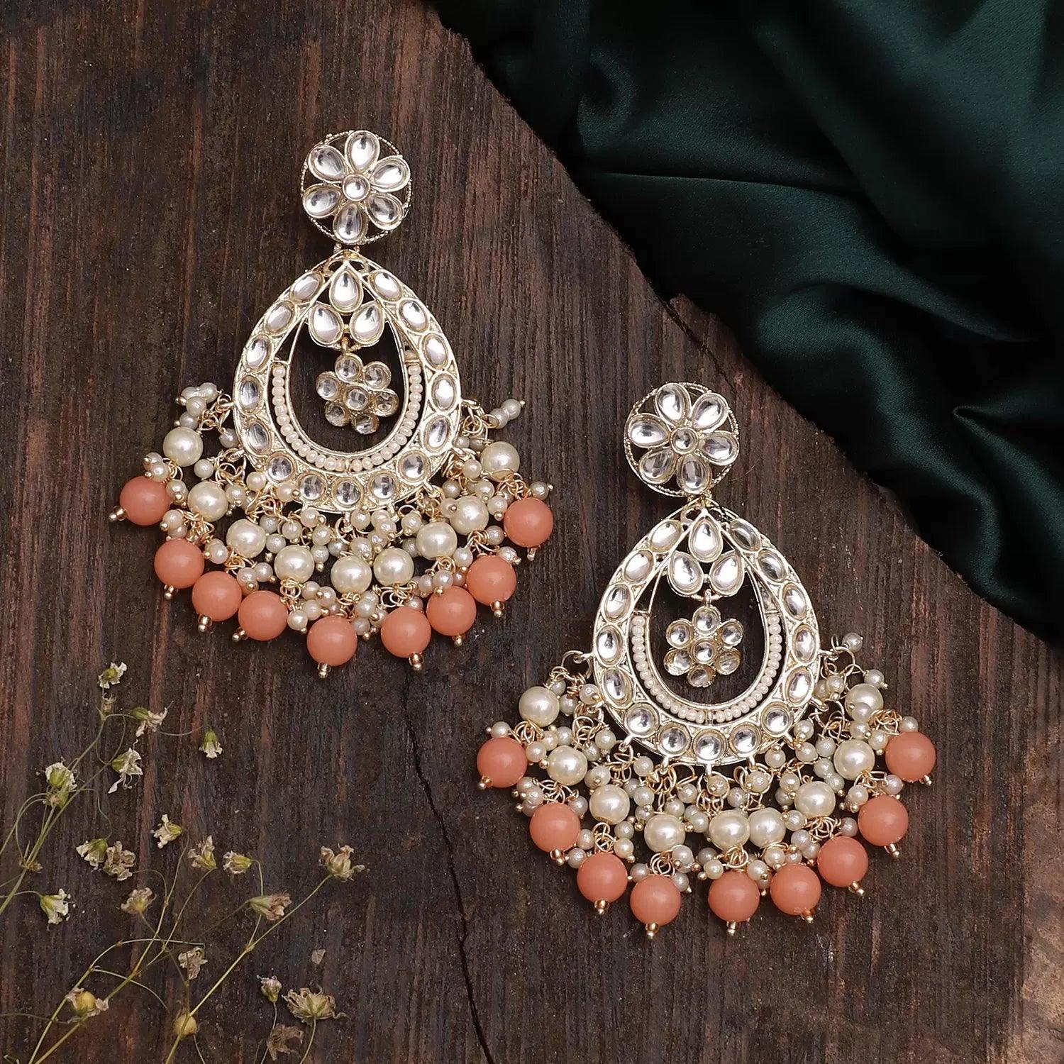 Peach Jiya Kundan Earring - Image 3
