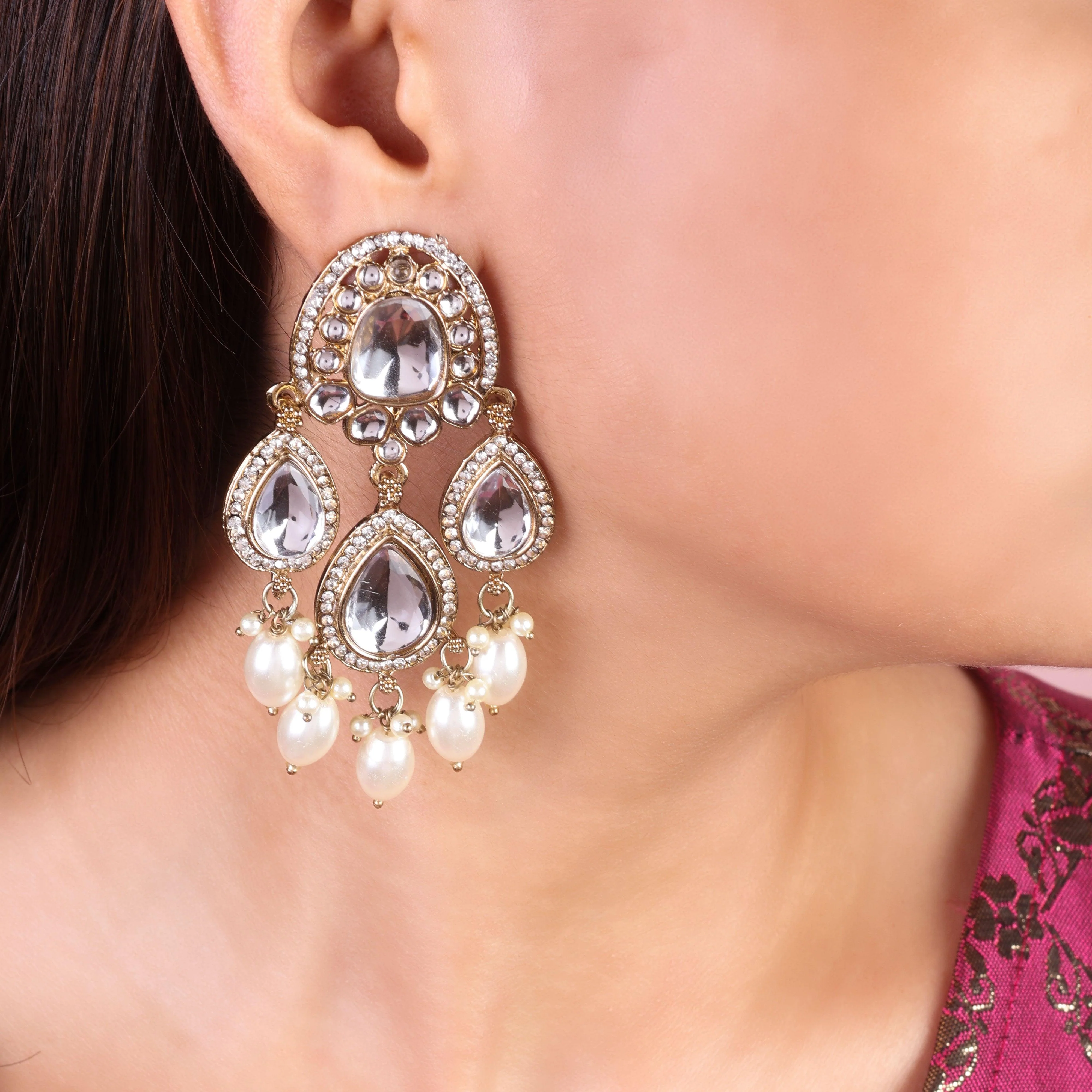 Pearl Preet Designer Chandbali - Image 6