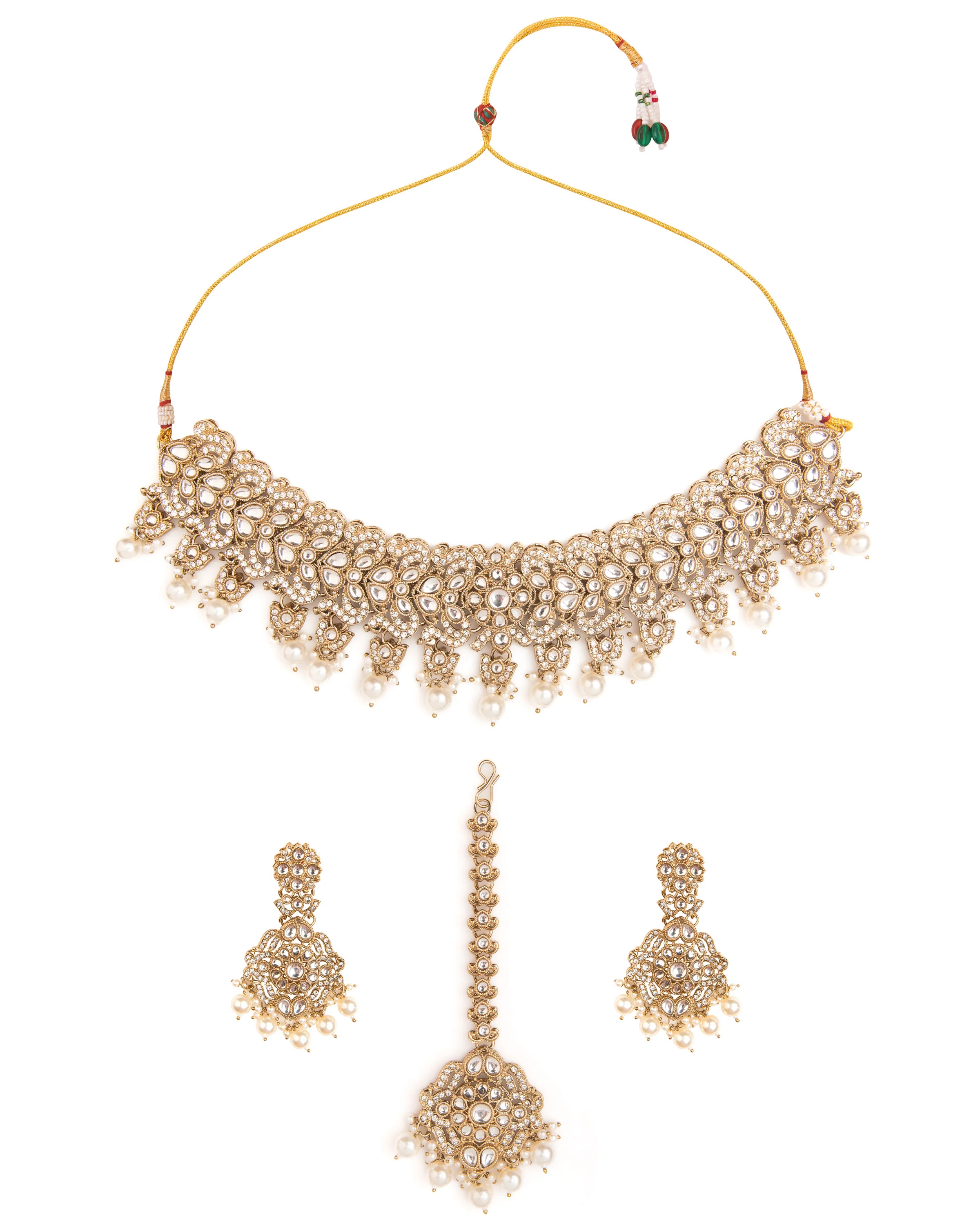 Pearl Shravya Premium Necklace Set with Earring and Teeka - Image 5