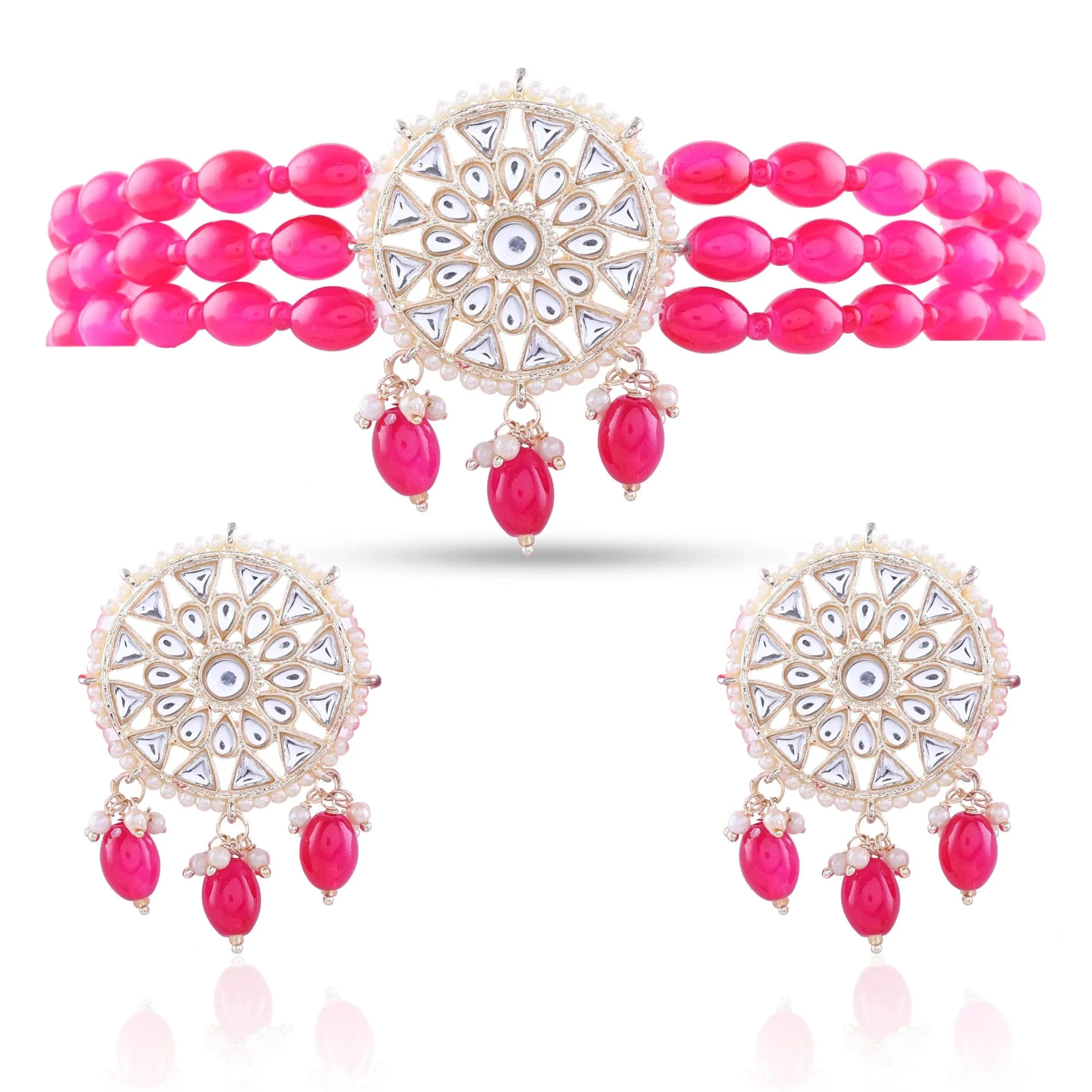 Pink Arshi Choker Set - Image 4