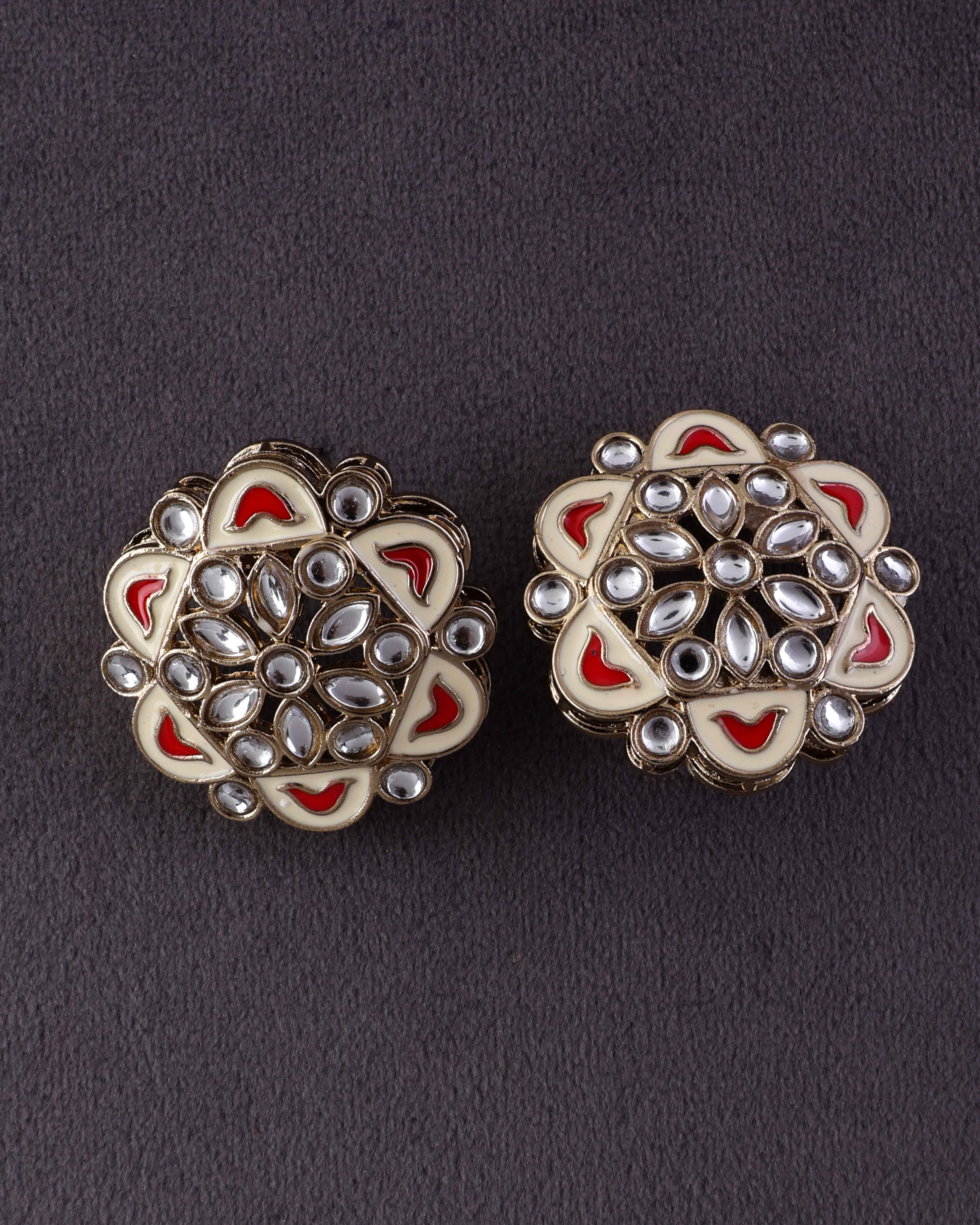 Red Kiva Meenakari Stud Earring - Image 3
