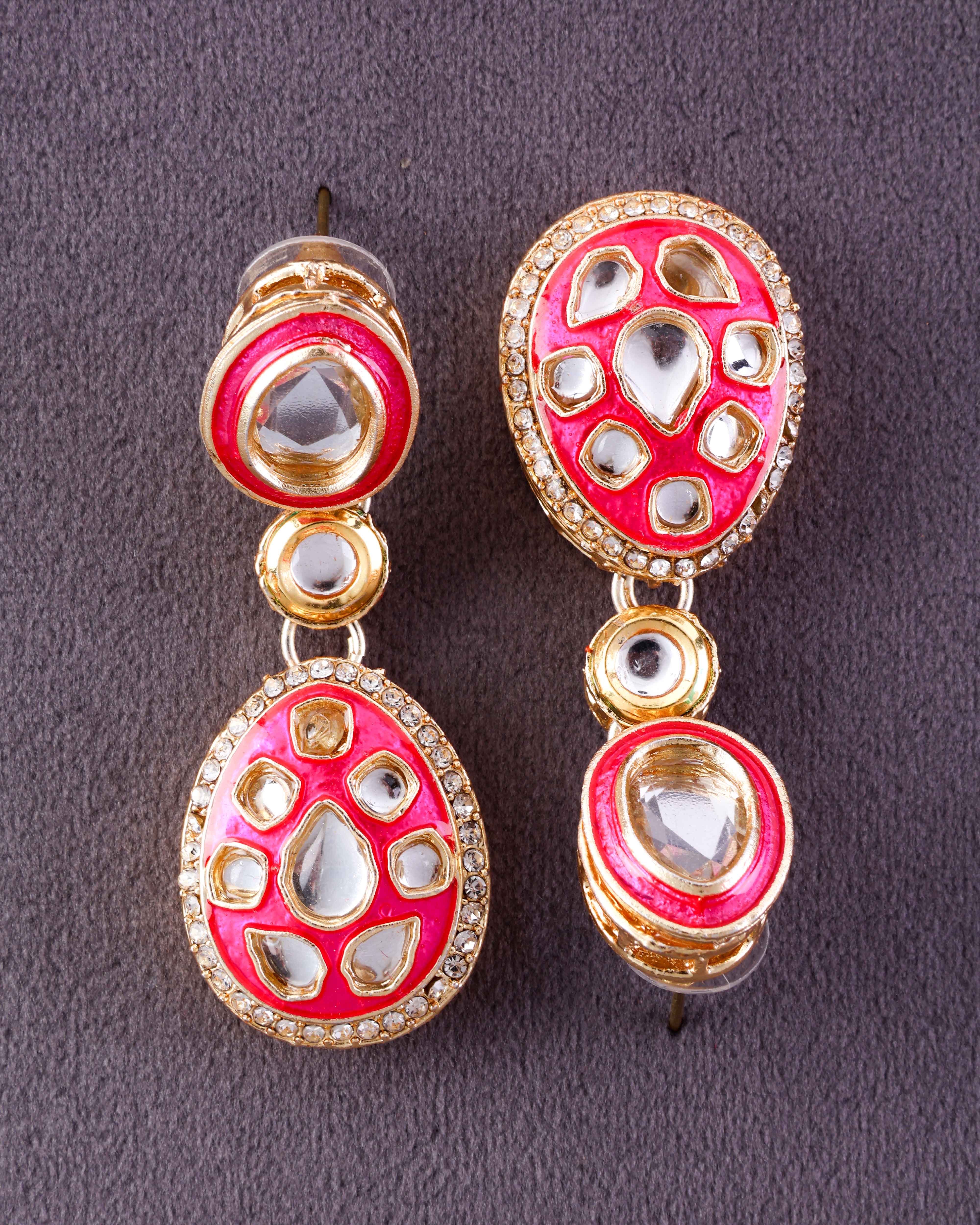 Pink Kuvar Meenakari Earring - Image 4