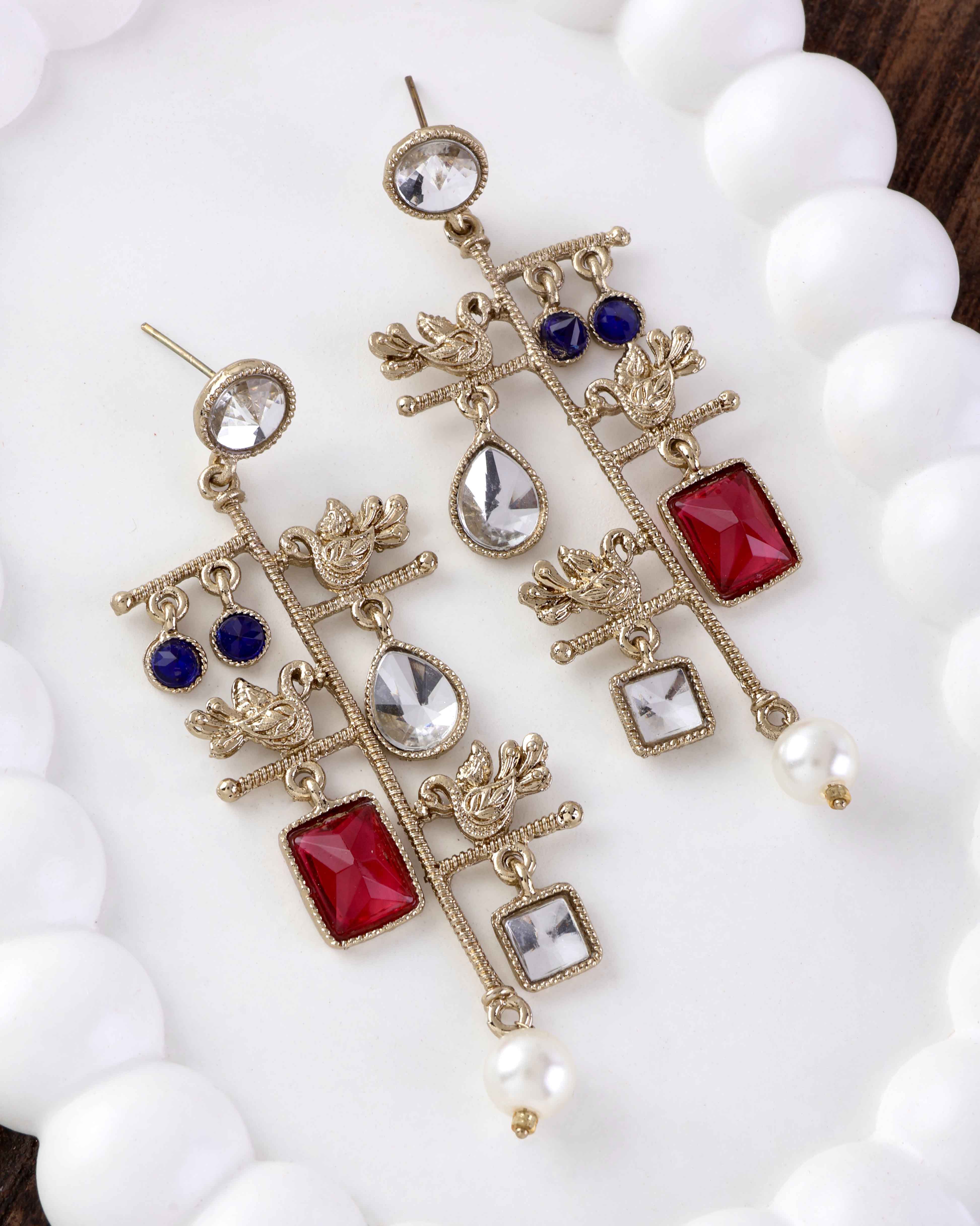 Pink Mohana Designer Peacock Earring - Image 5