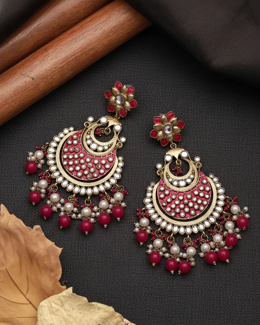 Pink Nazma Chandbali - Image 2