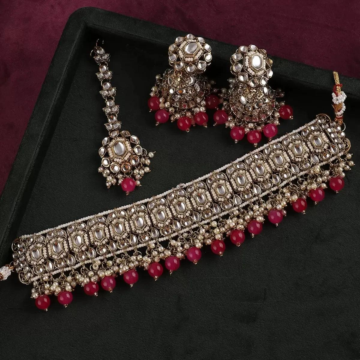 Pink Padmini Choker Set - Image 3