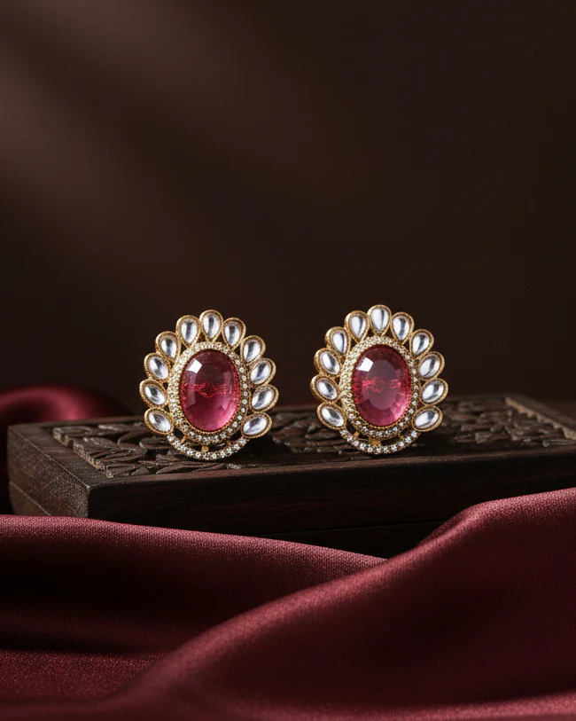 Pink Rupali Premium Stud Earring