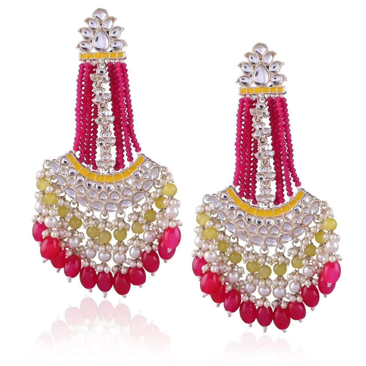 Pink Yellow Ishreet Chandbali - Image 4