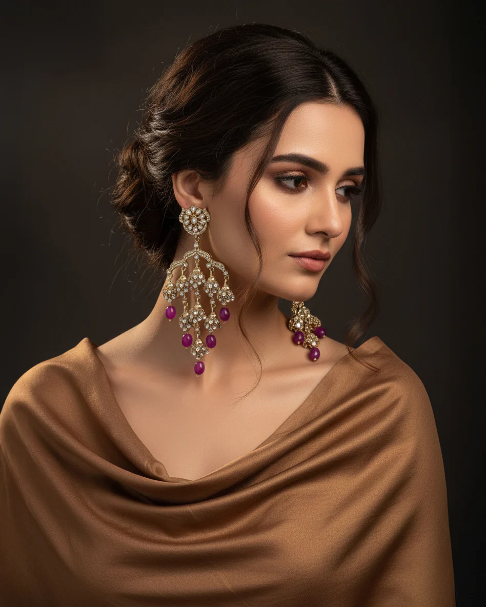 Purple Ahsas Designer Premium Earring - Image 4