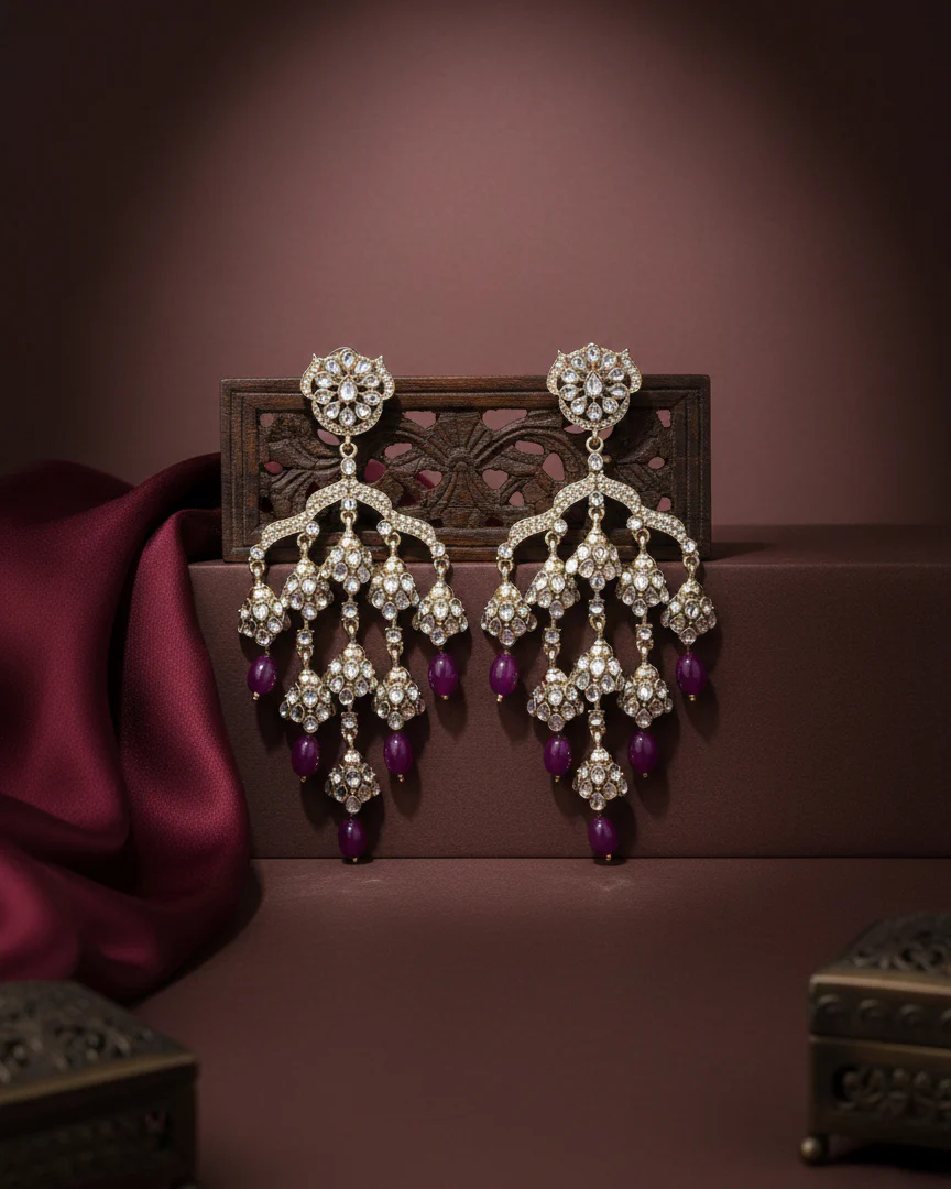 Purple Ahsas Designer Premium Earring - Image 6