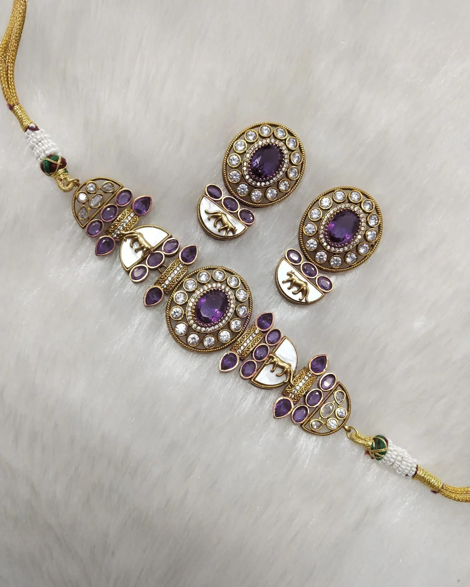 Purple Aishani Premium Sabya Inspired Necklace with Earring - Image 3