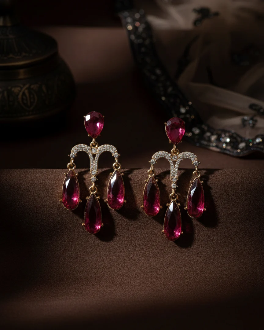 Purple Ishika Designer Zircone Earring - Image 2