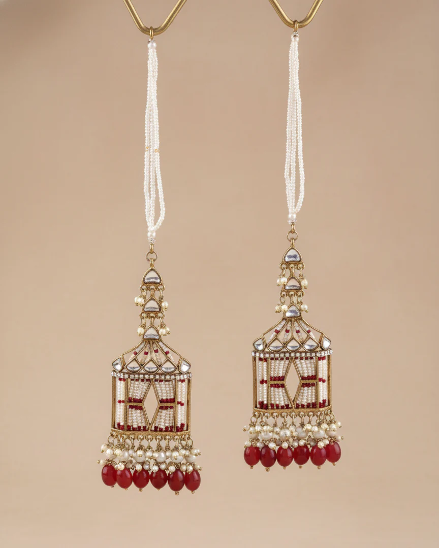 Maroon Agastya Designer Earring with Sahara - Image 6