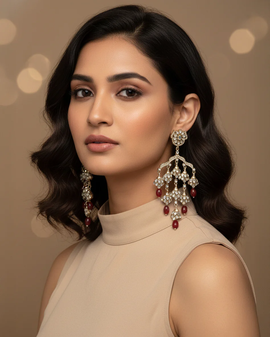 Red Ahsas Designer Premium Earring - Image 2
