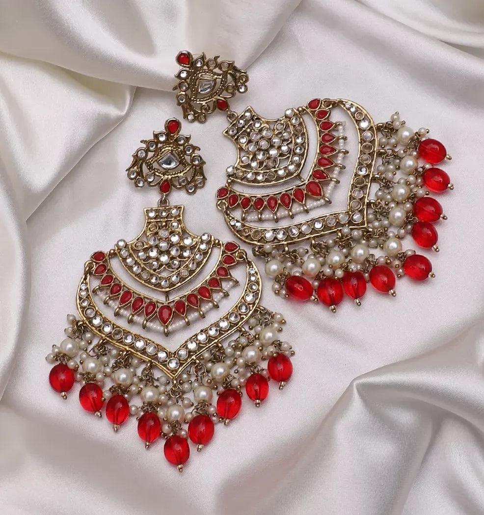 Red Barkha Chandbali - Image 5