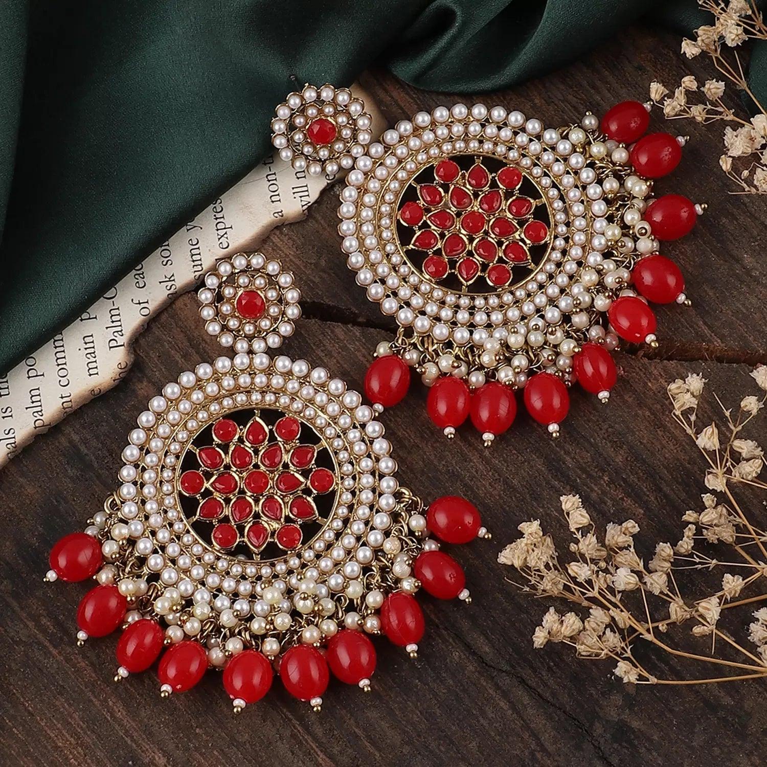 Red Damini Chandbali - Image 4