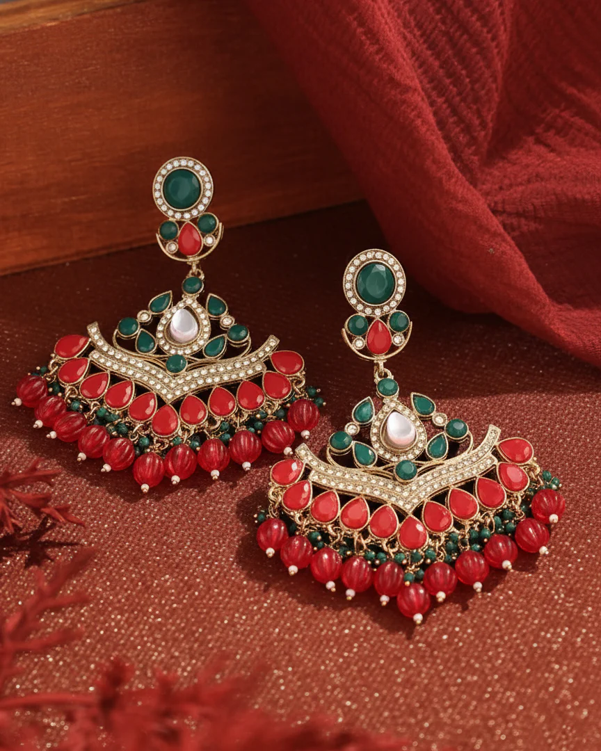 Red Green Atharva Chandbali - Image 3