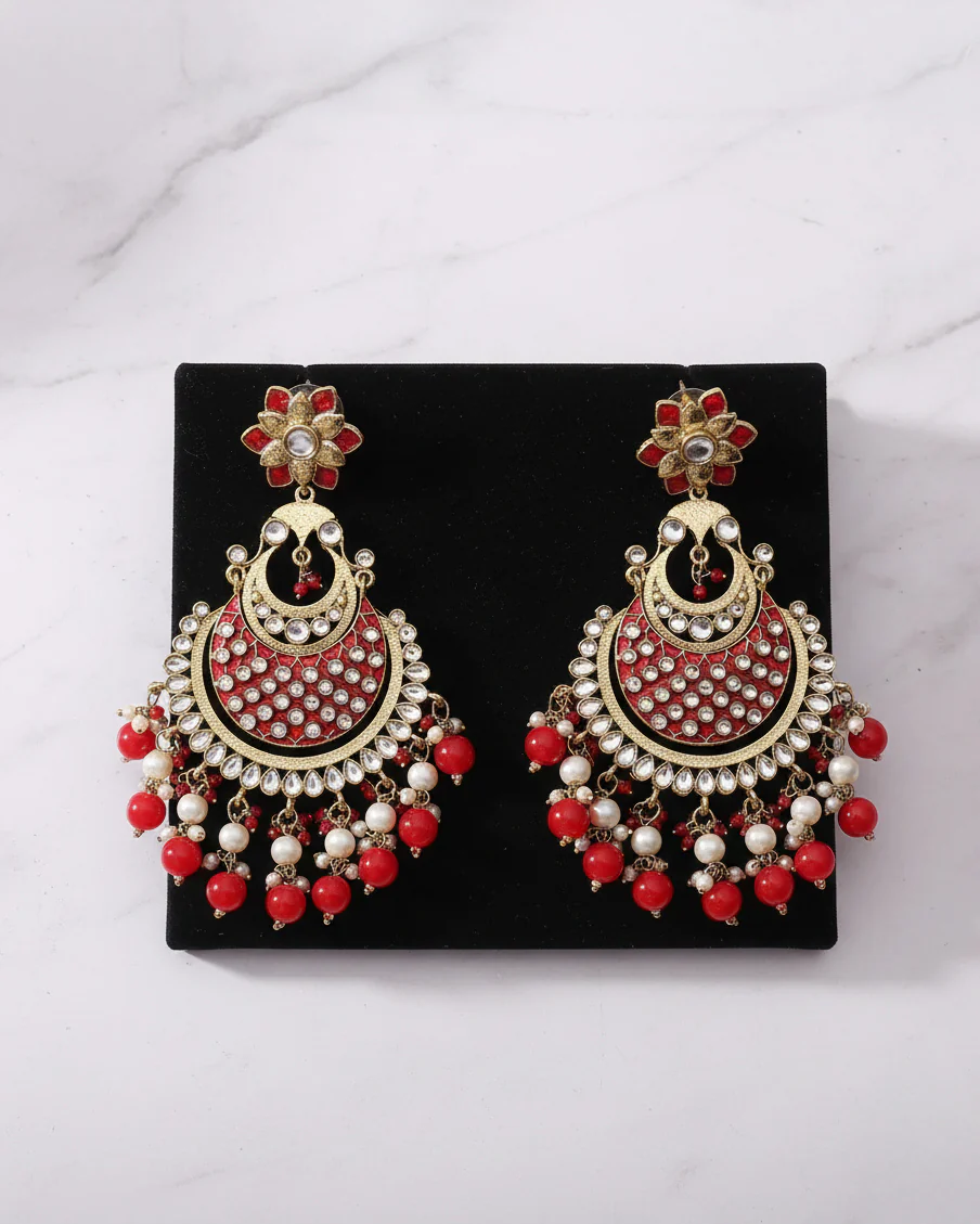 Red Nazma Chandbali - Image 5
