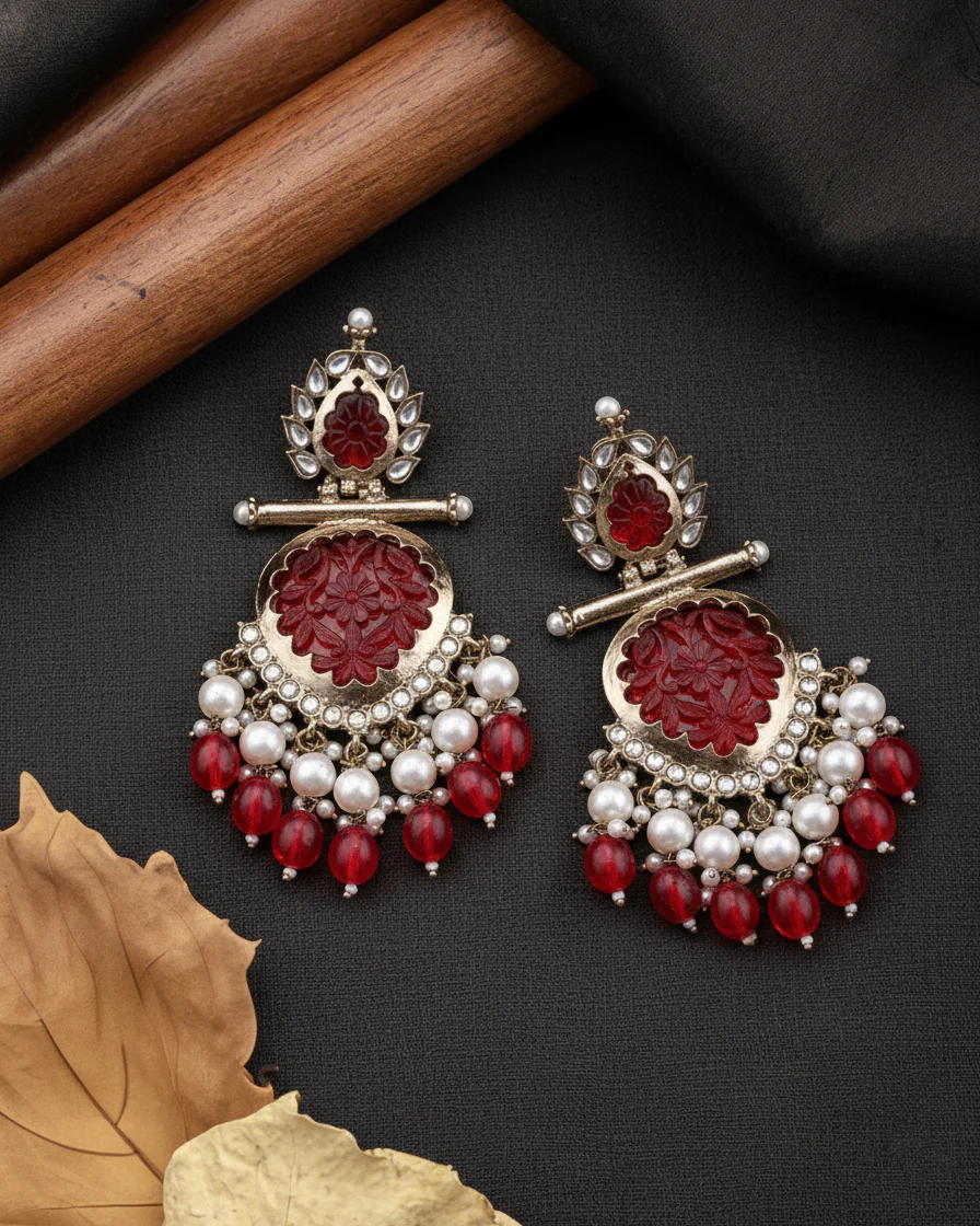 Red Sohum Chandbali - Image 3