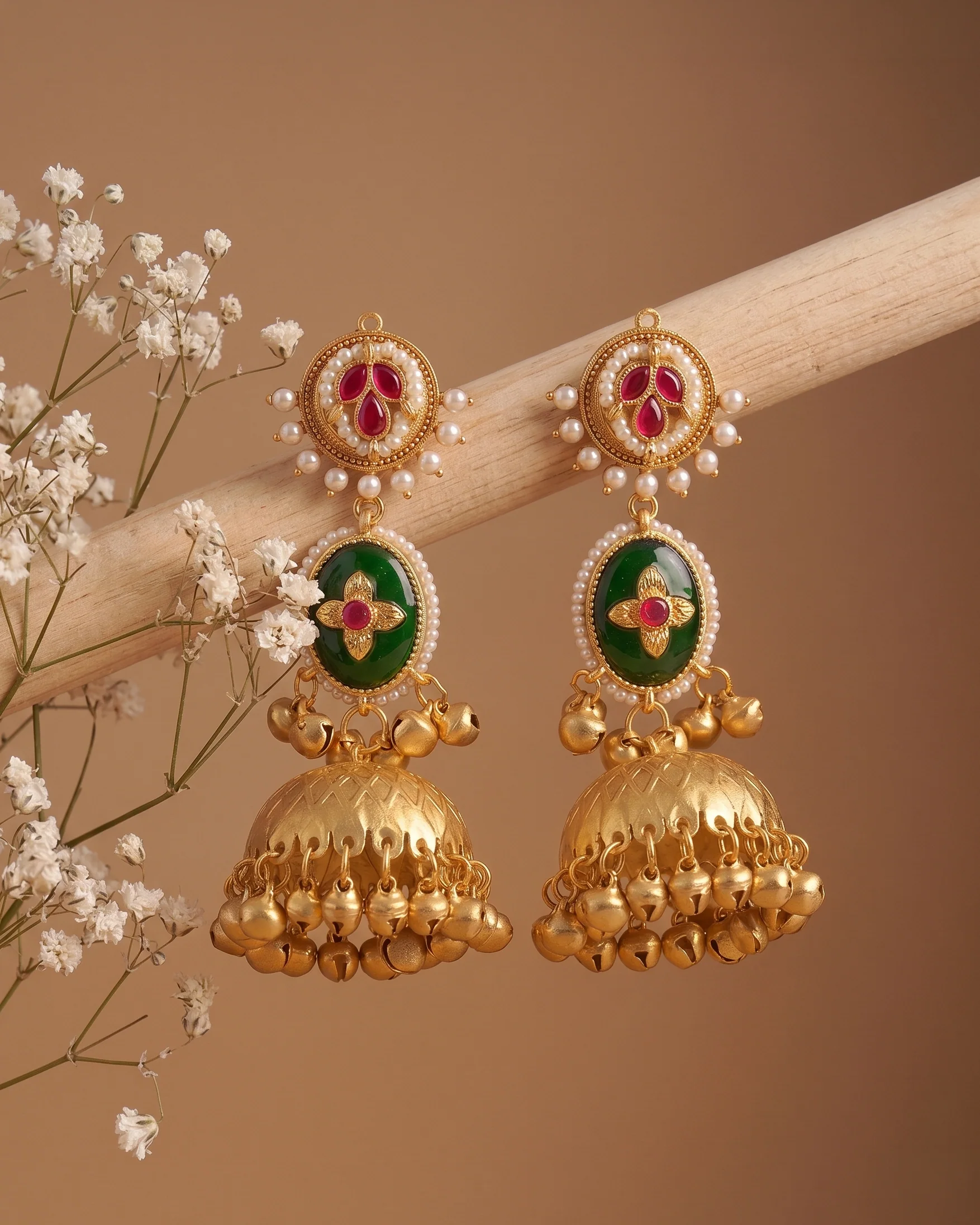 Reyansh Premium Kashmiri Brass Lookalike Jhumka Earring - Image 4