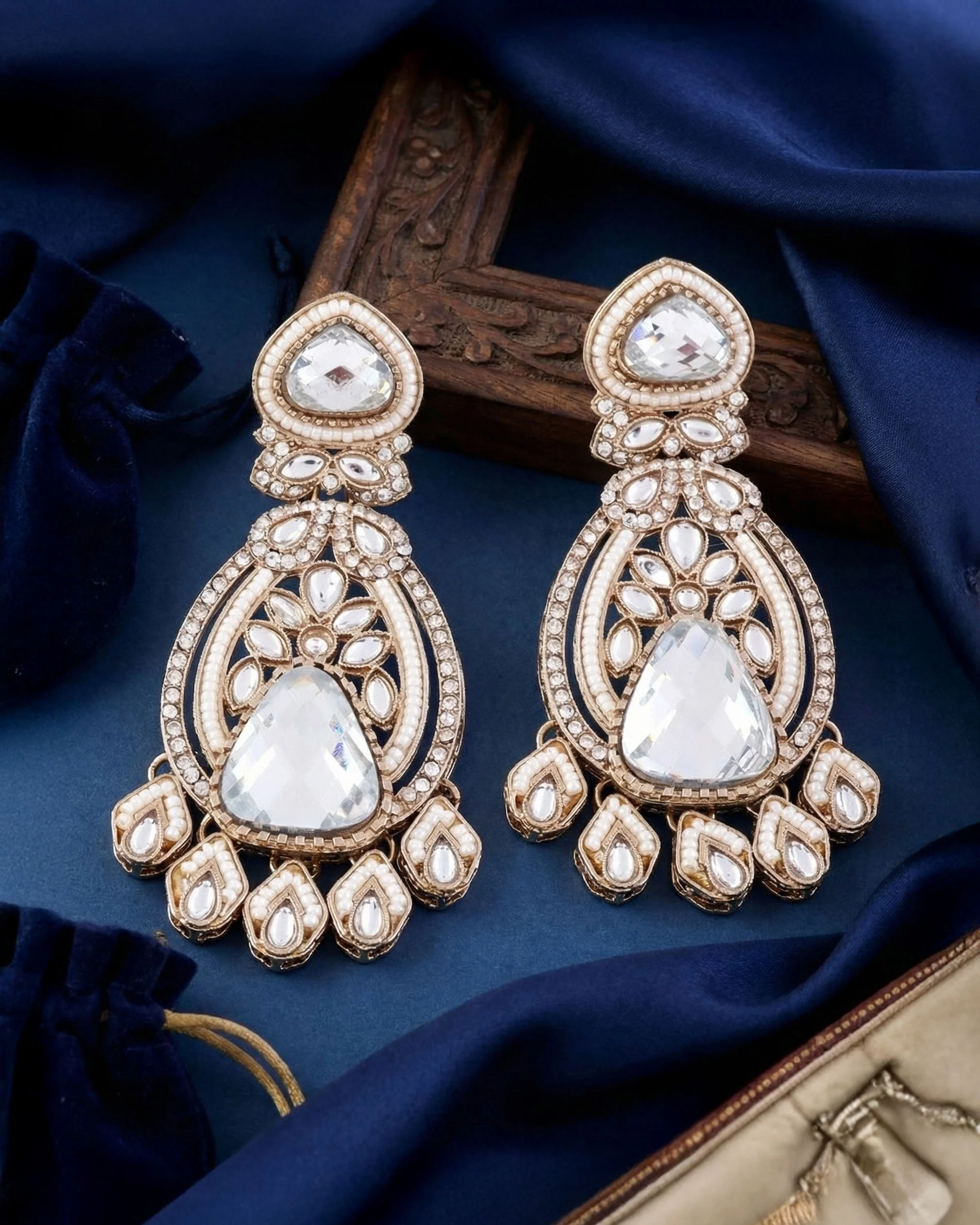 Risha Premium Designer Kundan Earring - Image 2