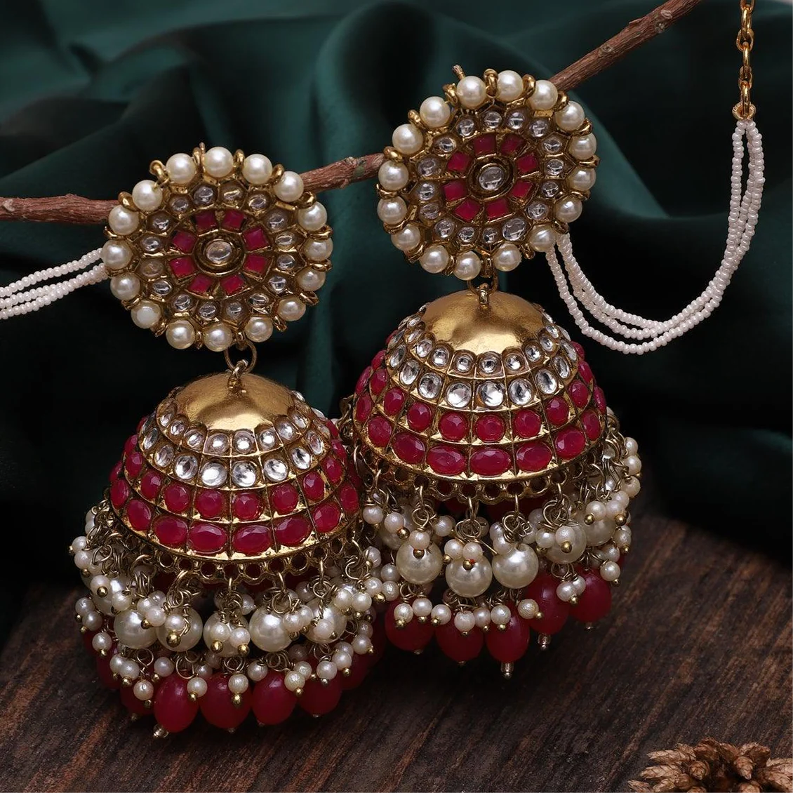 Ruby Guneet Jhumka with Sahara - Image 3