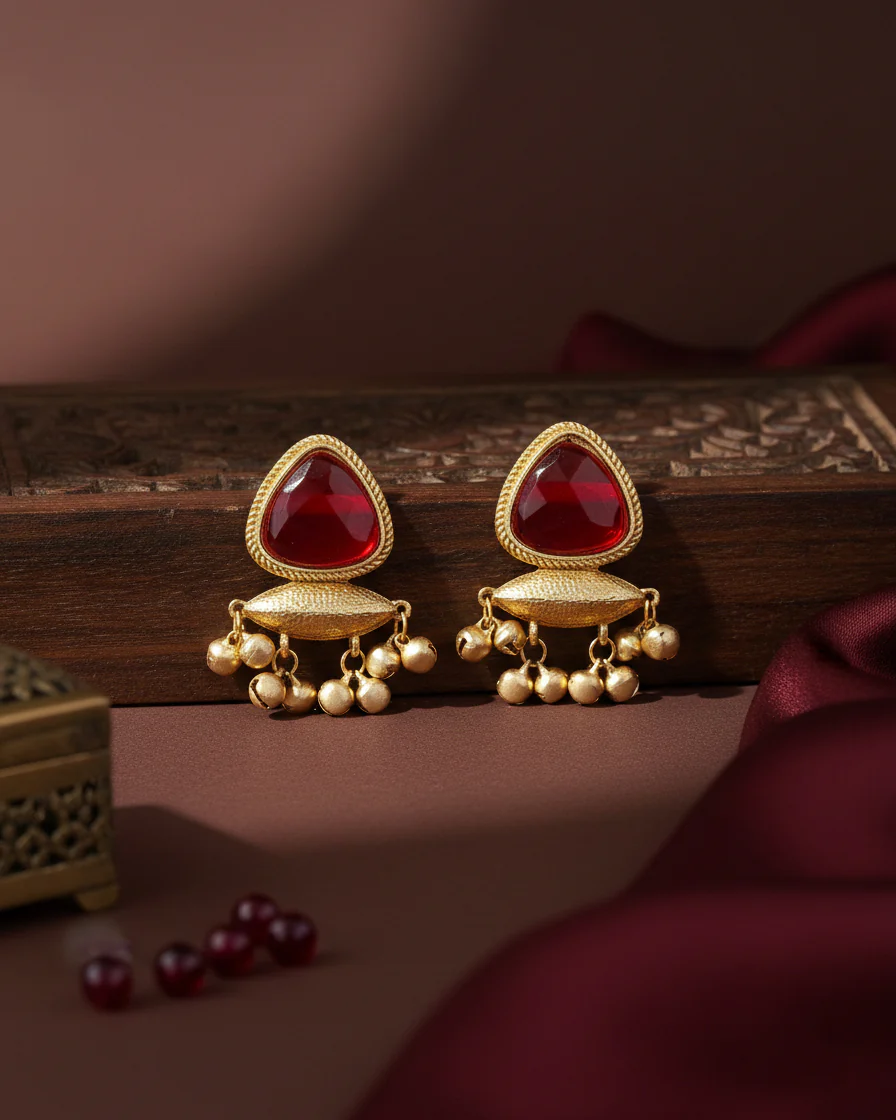 Ruby Maliona Brass Lookalike Stud Earring - Image 2