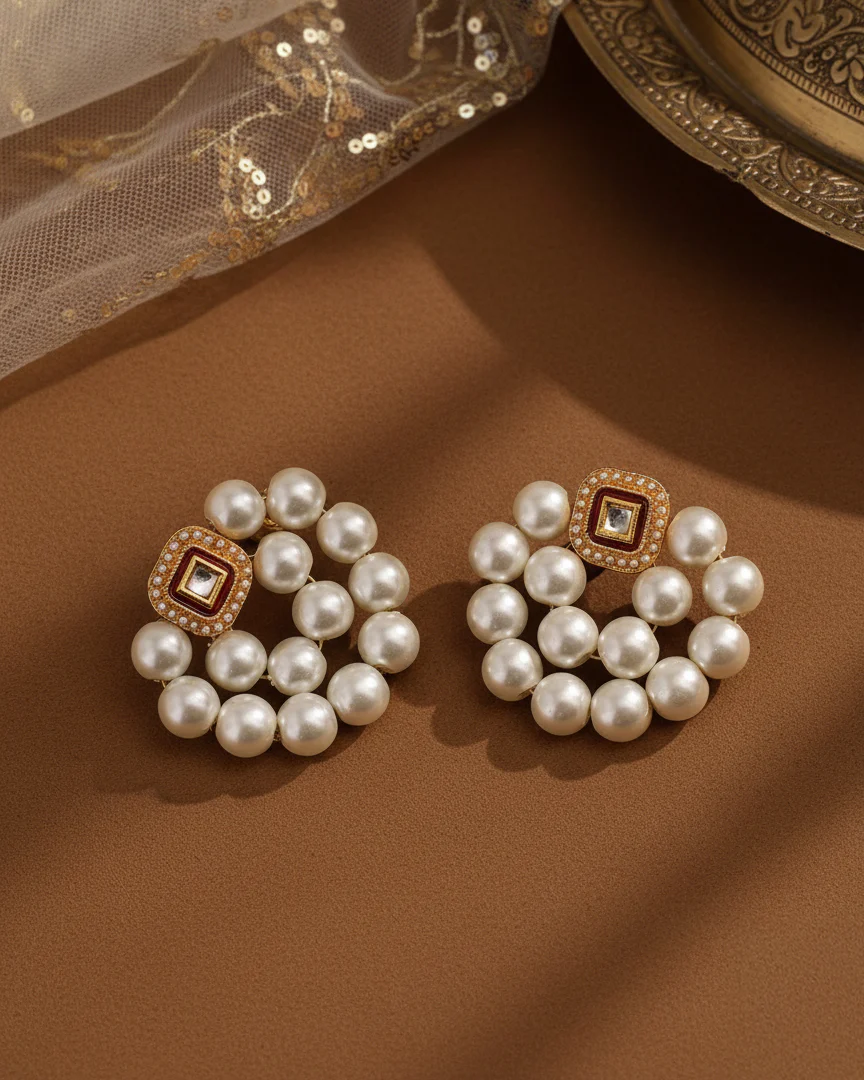 Ruby Meena Pearl Stud - Image 3