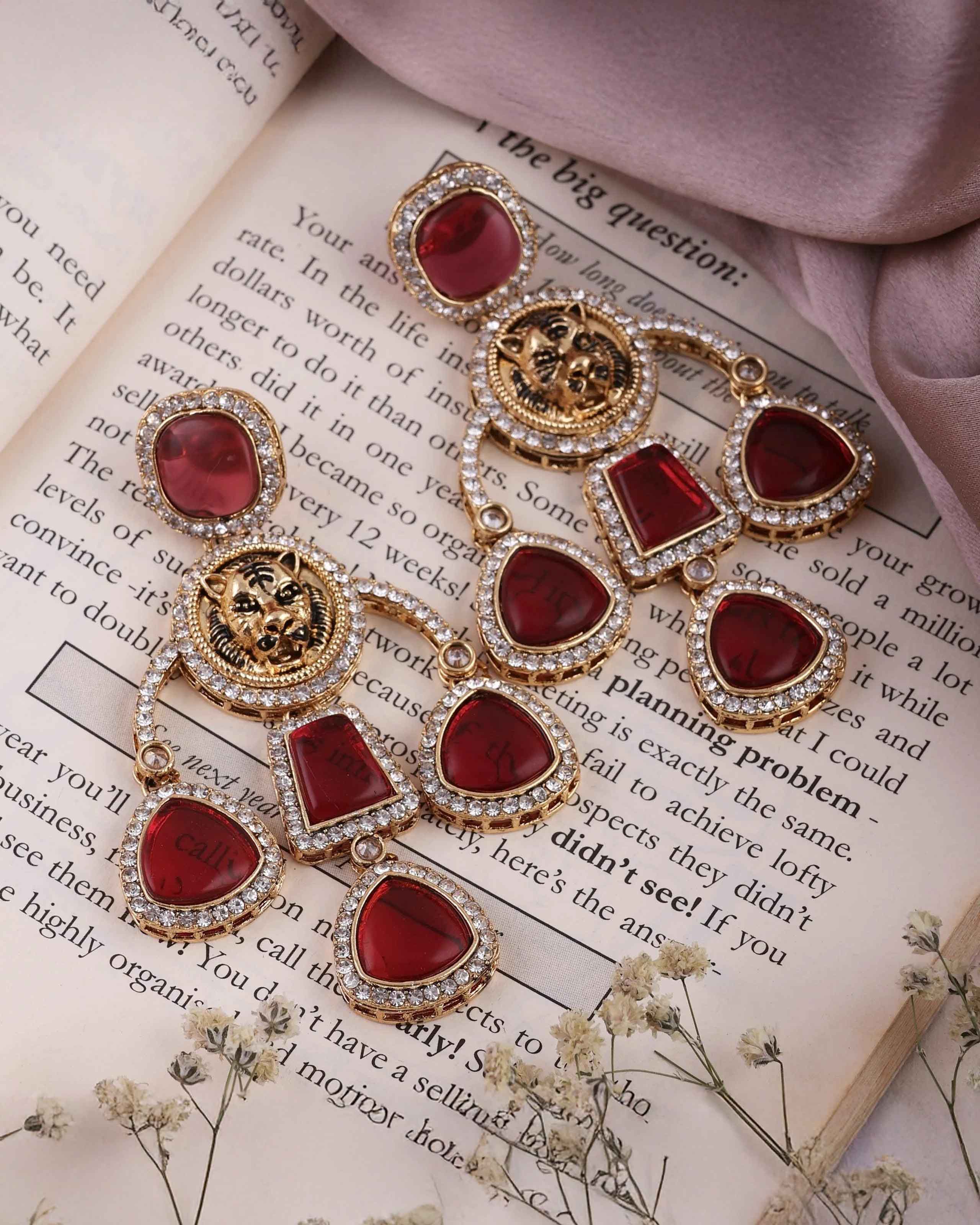 Anaya Ruby Sabya Designer Earring - Image 4