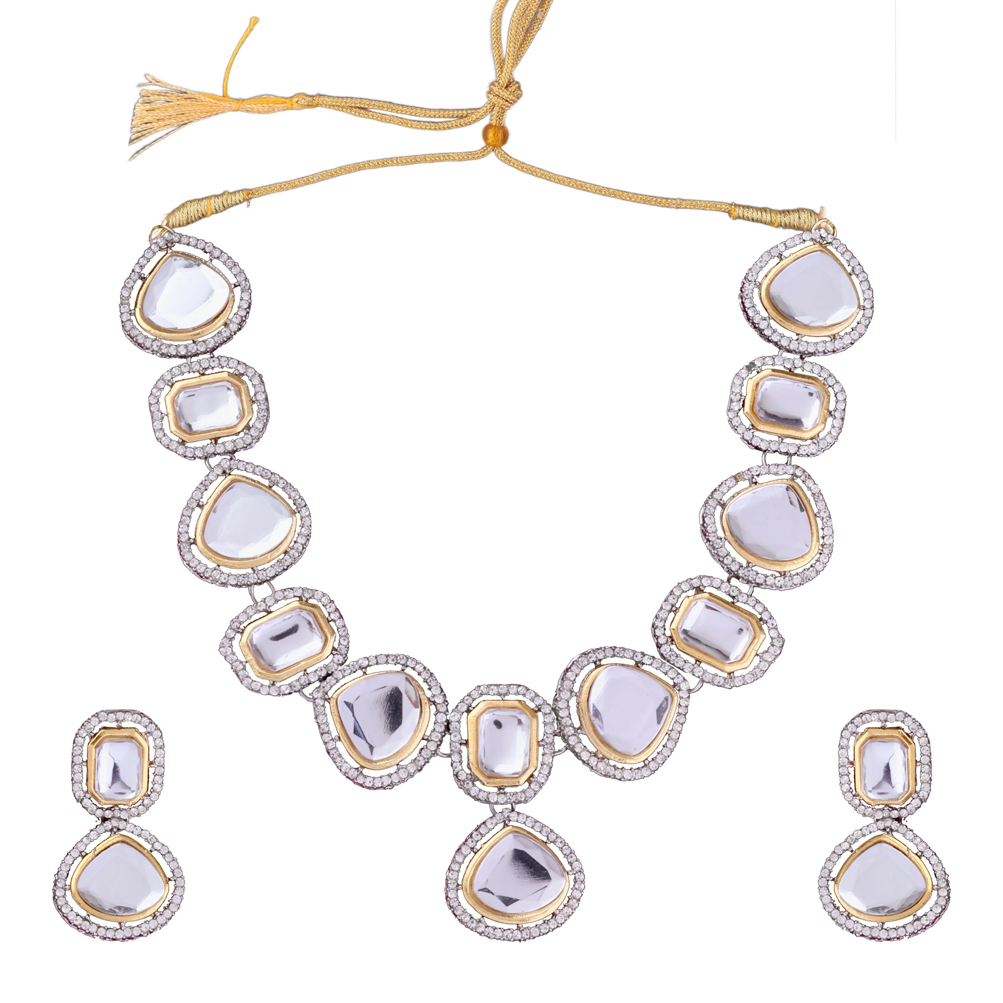 Salma Polki Dupe Necklace Set with Earring - Image 5
