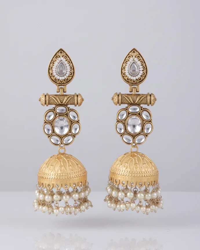 Shrishti Designer Jhumki Earring Brass Lookalike - Image 5