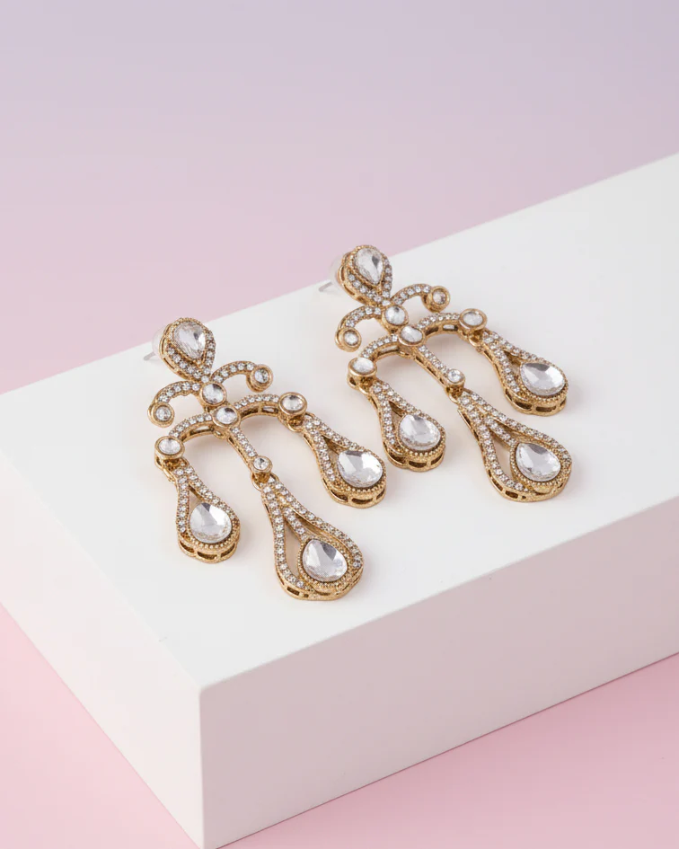 Silver Urvi Premium Designer Zircone Earring - Image 2