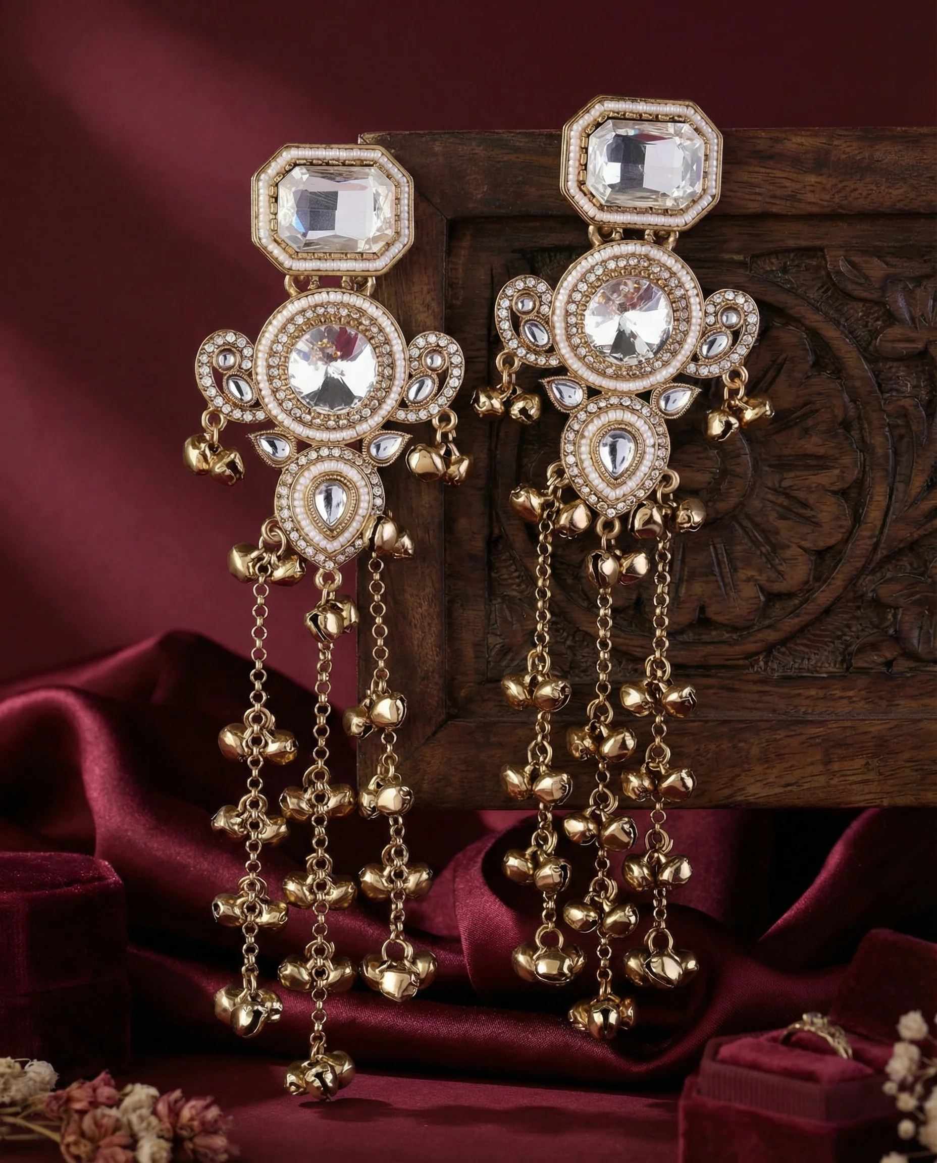 Silver Zavian Kashmiri Look Ghunghru Jhumka Earring - Image 2